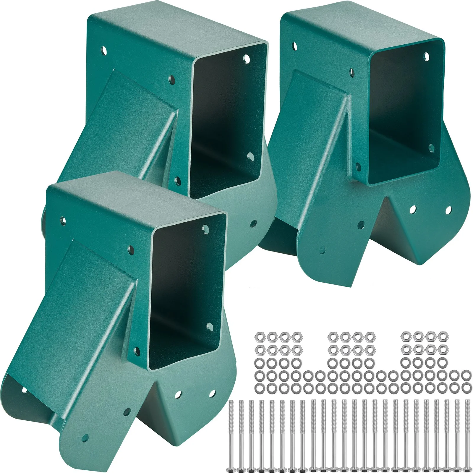 A-Frame Middle Swing Set Brackets, Heavy Duty Carbon Steel Swing Set Hardware with Mounting Hardware, DIY Swing Set Bracket Swing Set Kit for 4x4 Legs & 4x6 Beam, Green (3 Pcs)