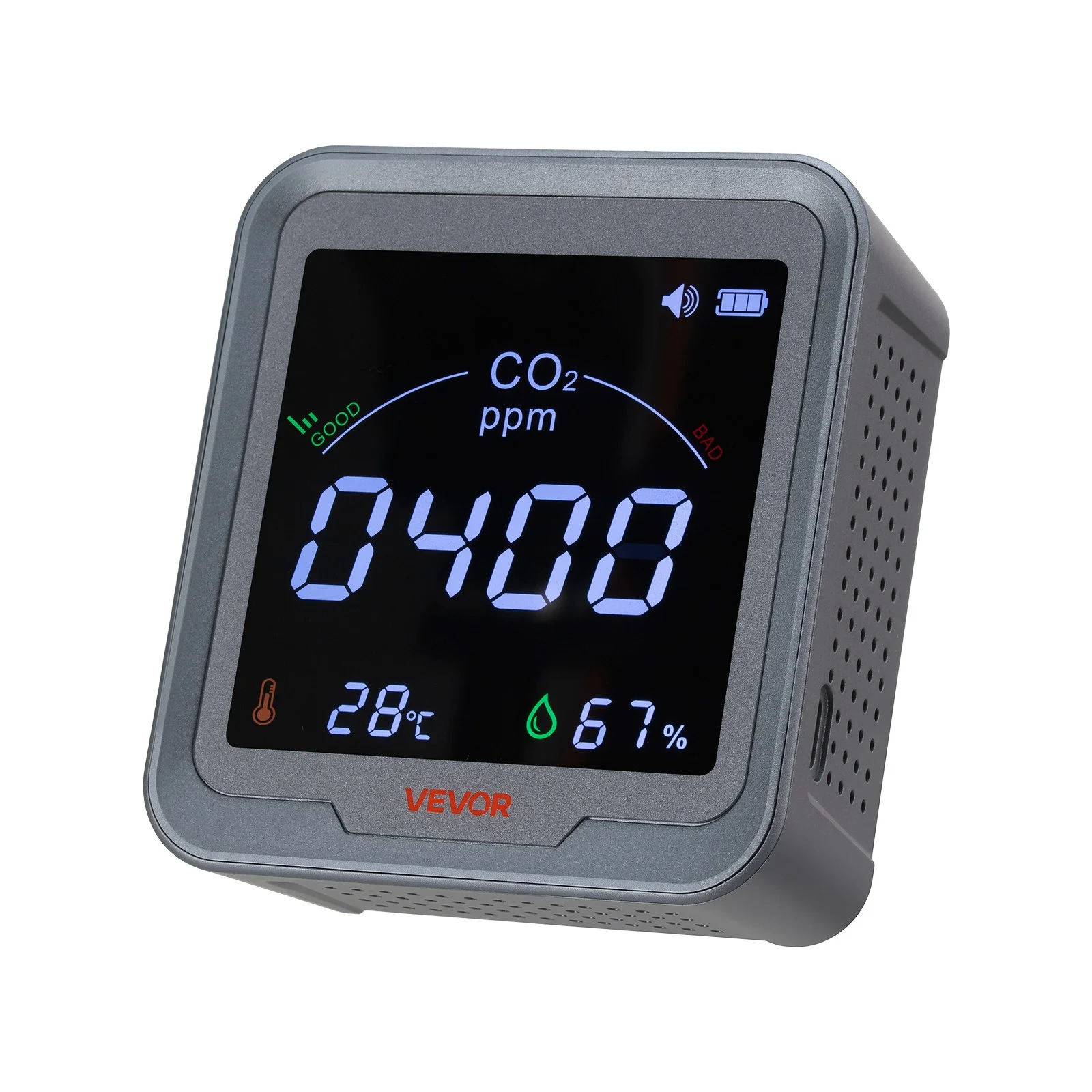 Carbon Dioxide Monitor, CO2 Controller with Temperature and Humidity Display, NDIR Sensor, Carbon Dioxide Detector for Bedside, Home, Office, Car, Lightweight & Portable