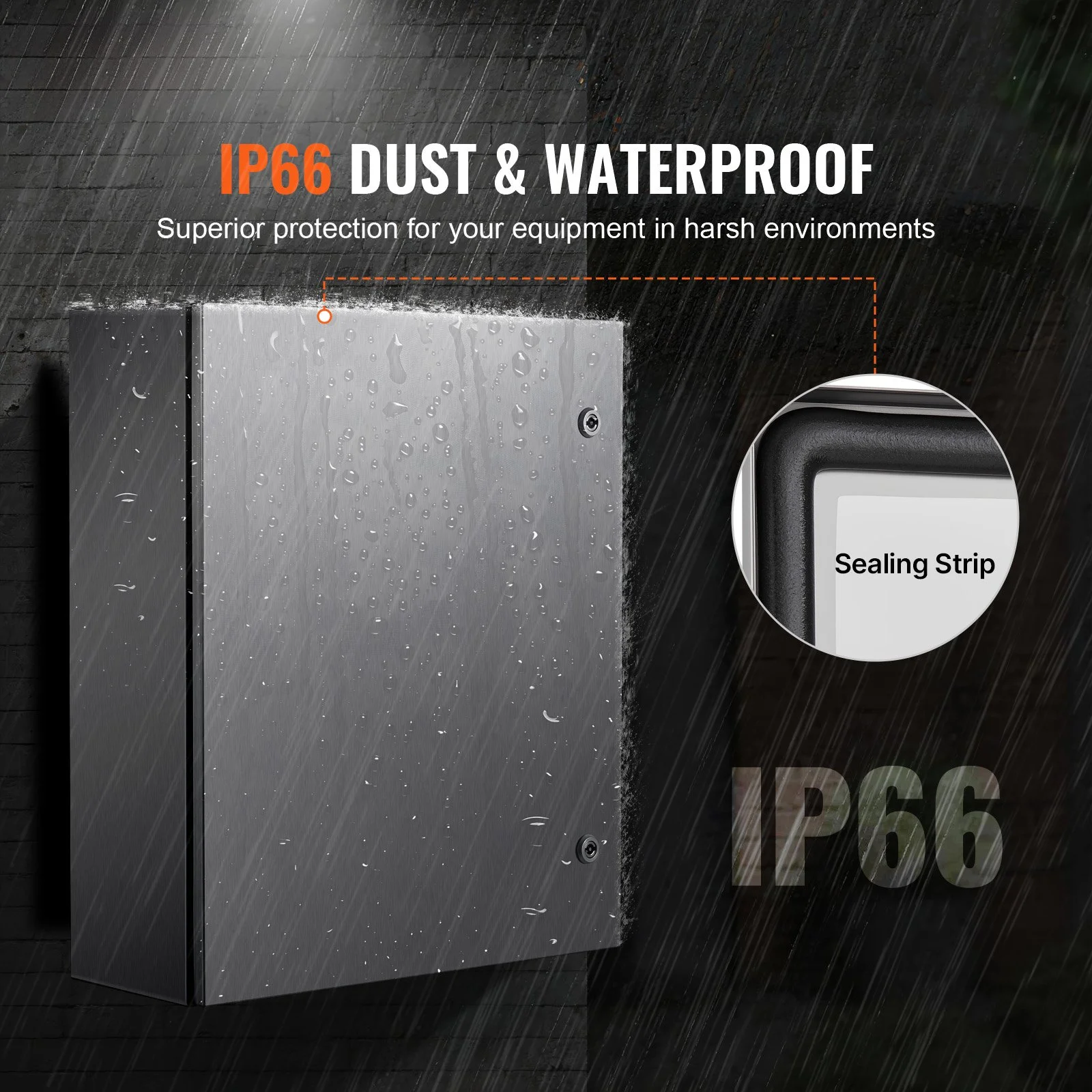 Steel Electrical Box, 24"x 20"x 8", 304 Stainless Steel Electrical Enclosure Box, Wall-Mounted Outdoor Electrical Electronic Equipment Enclosure with Mounting Plate Hinges Lock, IP66 Waterproof - Image 6