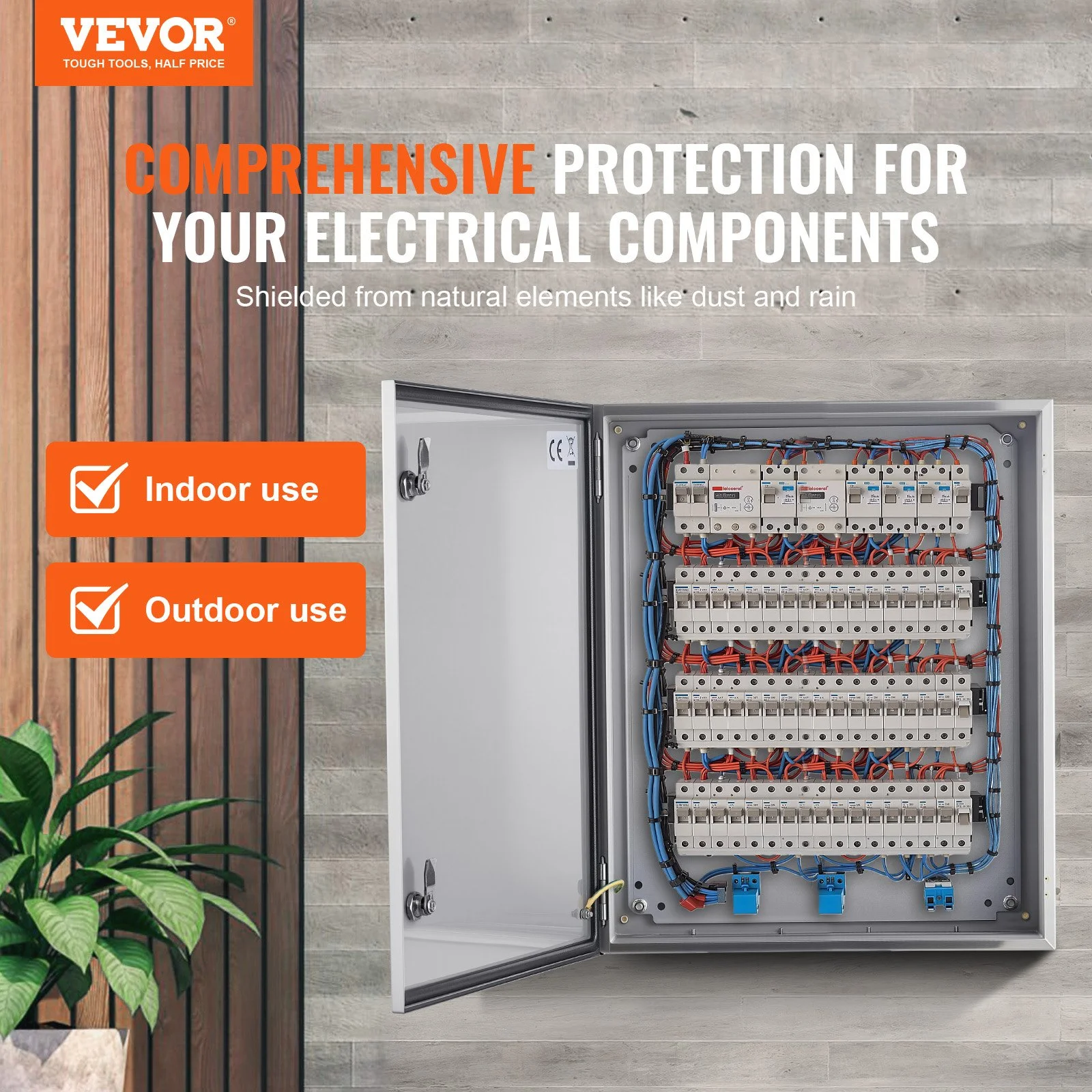 Steel Electrical Box, 24"x 20"x 8", 304 Stainless Steel Electrical Enclosure Box, Wall-Mounted Outdoor Electrical Electronic Equipment Enclosure with Mounting Plate Hinges Lock, IP66 Waterproof - Image 4