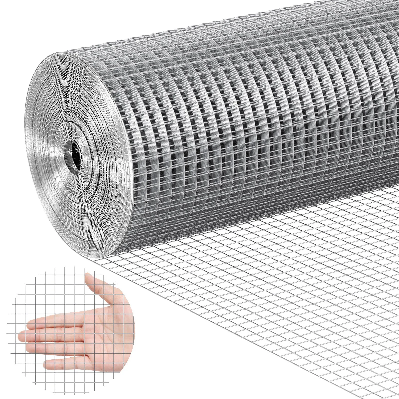 Hardware Cloth, 1/2 inch 24in x 100 ft 19 Gauge, Hot Dipped Galvanized Wire Mesh Roll, Chicken Wire Fencing, Wire Mesh for Rabbit Cages, Garden, Small Rodents