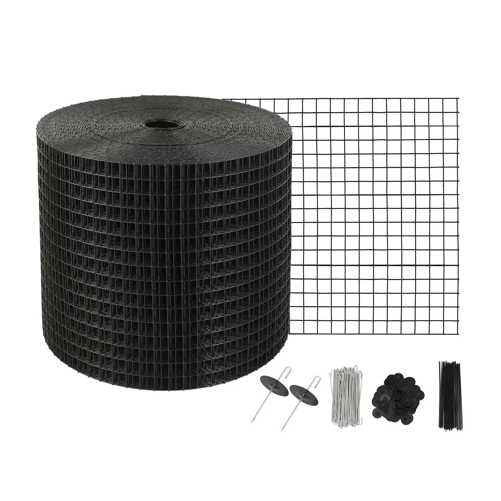 6 inch x 100ft Solar Panel Bird Guard, Critter Guard Roll Kit with 100pcs Aluminum Alloy Fasteners, Solar Panel Guard with Rust-proof PVC Coating, 1/2 inch Wire Roll Mesh