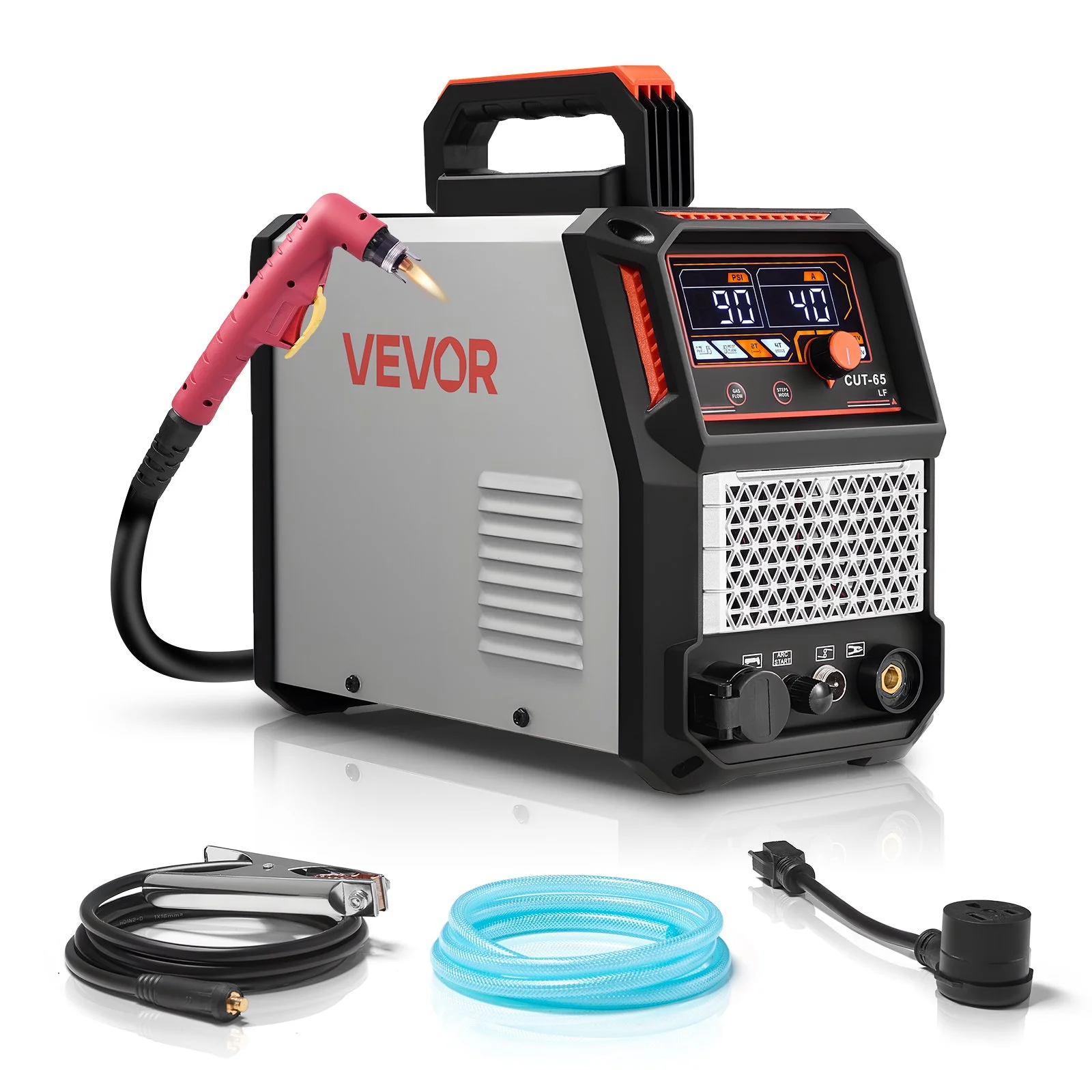 Plasma Cutter, 65A Non-Touch Pilot Arc Plasma Cutting Machine Non-High Frequency - with 2T/4T Function & Adjustable PT Time, 110V/220V Dual Voltage Digital Display IGBT Inverter