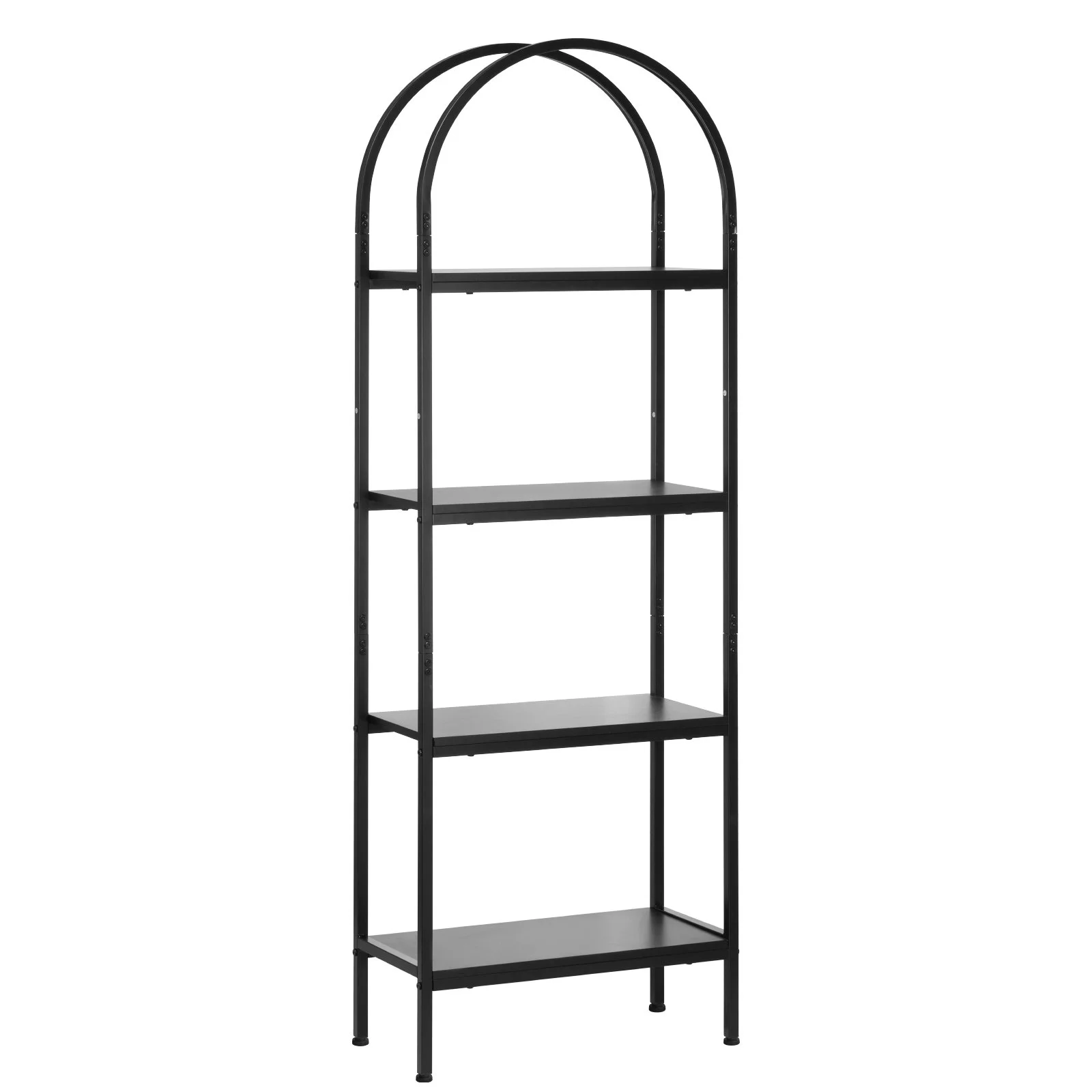 Open Bookshelf, 4-Tier, Arched Bookcase Storage Shelves with Metal Frame, Industrial Metal Book Organizer, Freestanding Display Rack Tall Shelving Unit, for Office, Bedroom, Living Room, Black - Image 9