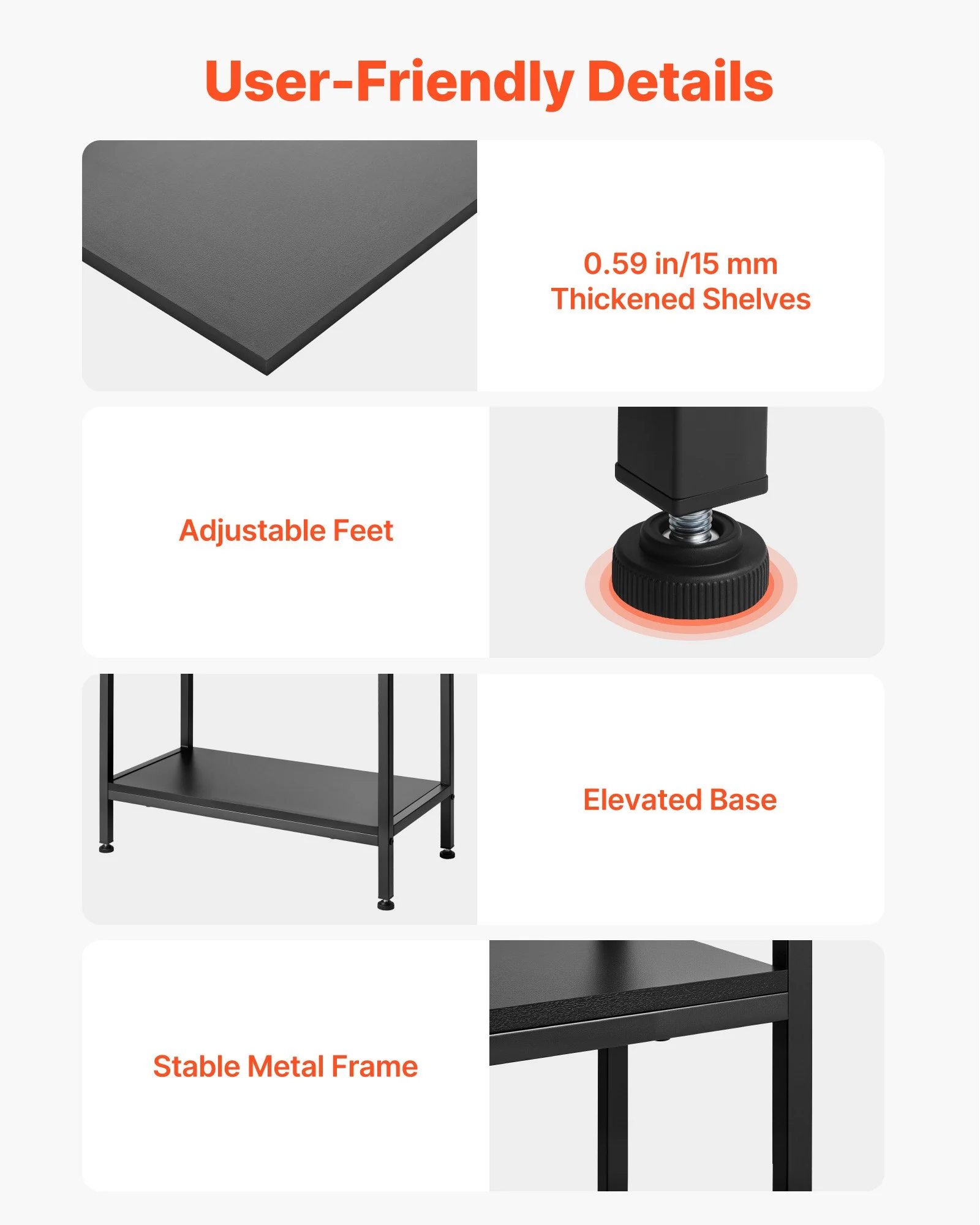 Open Bookshelf, 4-Tier, Arched Bookcase Storage Shelves with Metal Frame, Industrial Metal Book Organizer, Freestanding Display Rack Tall Shelving Unit, for Office, Bedroom, Living Room, Black - Image 5