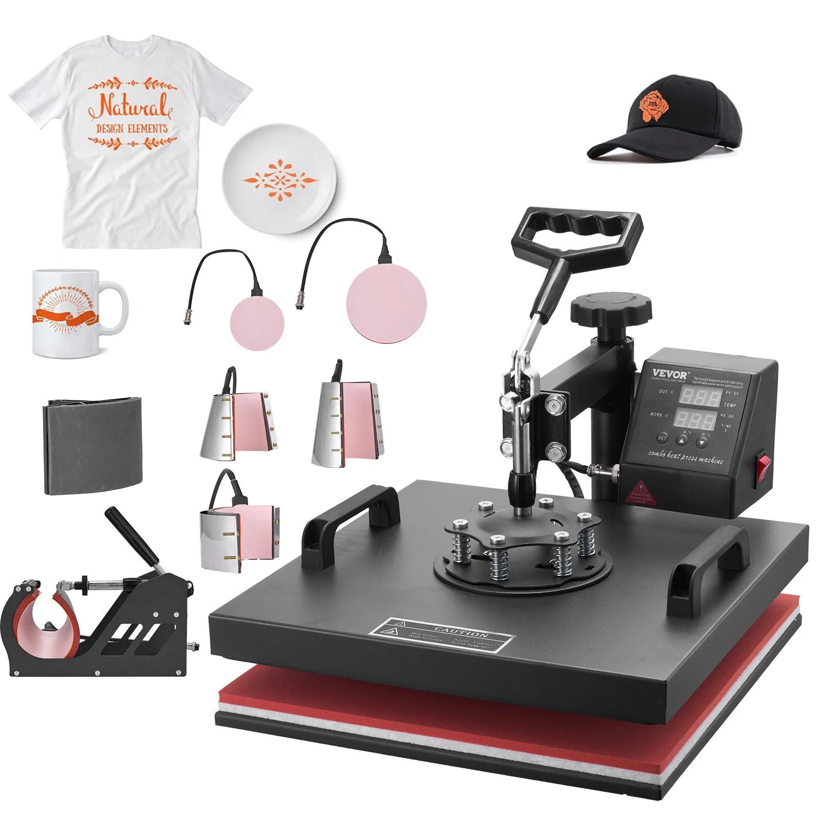 8 in 1 Heat Press Machine 15x15 Inch T-Shirt Pressing Machine 360° Swing Away Professional Sublimation Heat Press for Sublimation, Vinyl, Heat Transfer Projects