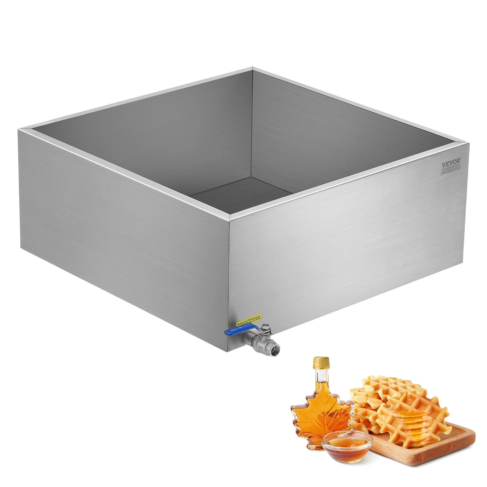 Maple Syrup Evaporator Pan, 24.9 Gallon, 362 Cups of 8.8oz Maple Syrup, Flat Evaporator Pan with 1 Valve and 3 Heating Methods, 304 Stainless Steel Maple Syrup Pan for Home, Outdoor