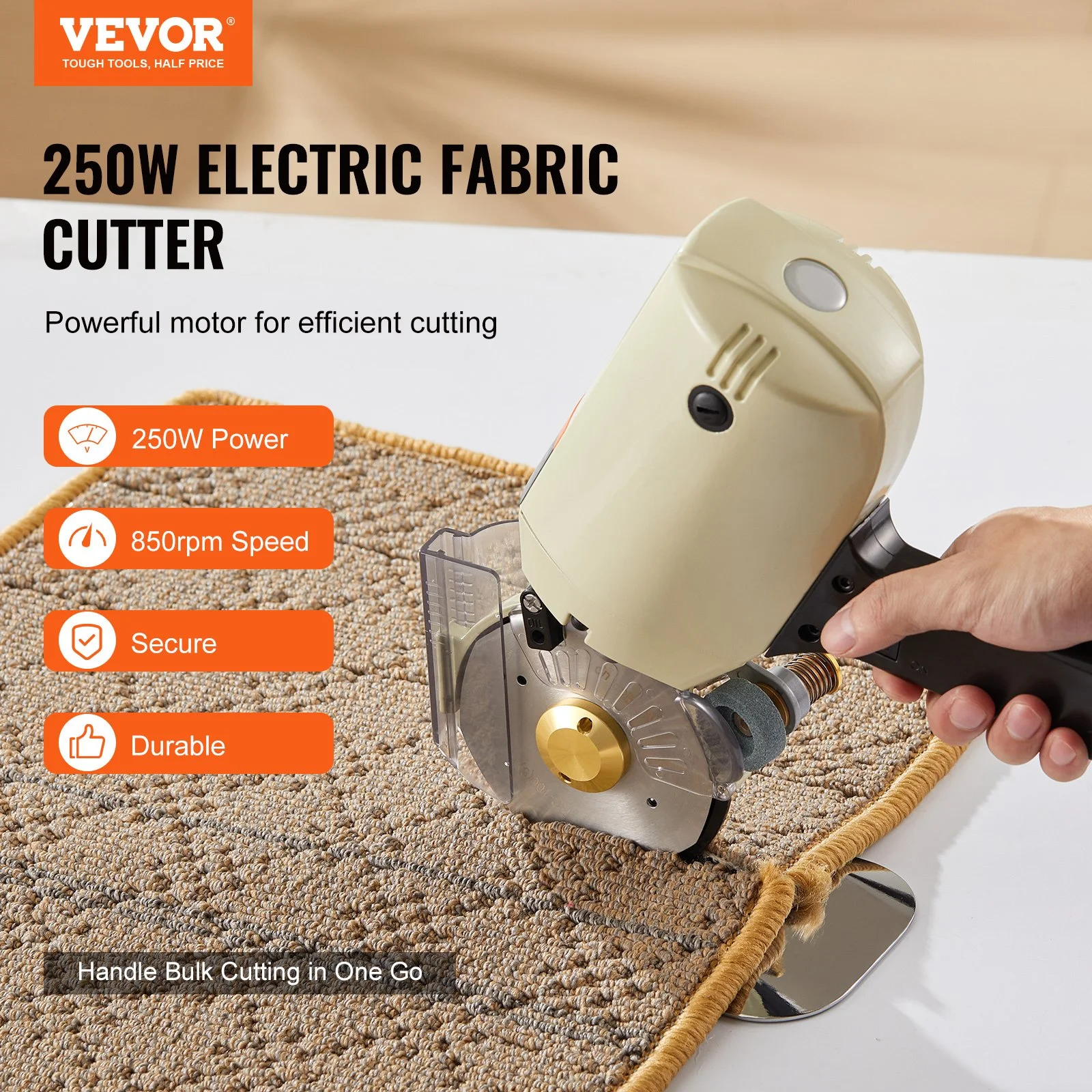 Fabric Cutter, 250W Electric Rotary Fabric Cutting Machine, 1.1" Cutting Thickness, Octagonal Knife, with Replacement Blade and Sharpening Stones, for Multi-Layer Cloth Fabric Leather - Image 10