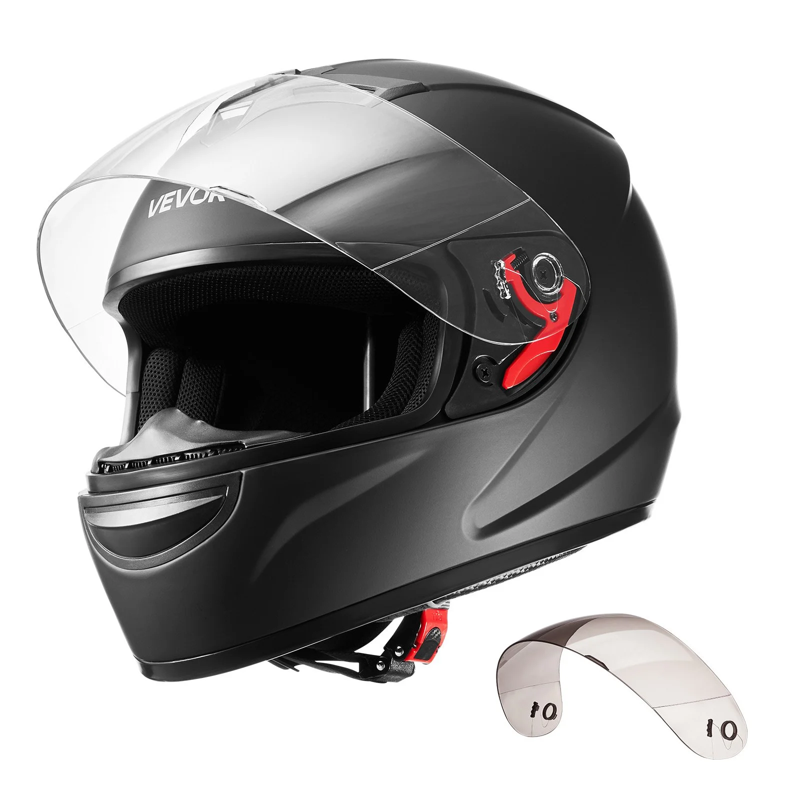 Motorcycle Helmet, Full Face, Adult Motocross Dirt Bike Helmet with Tinted and Clear Dual Visor, Motorbike Racing Street with Detachable Liner for Men & Women, DOT Approved, (Matte Black, M)