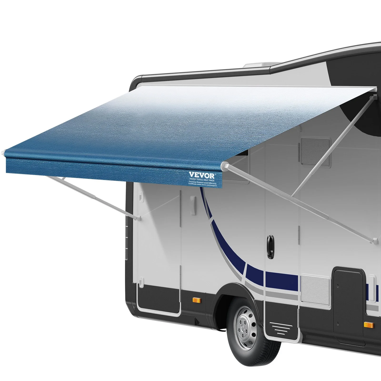 RV Awning Fabric Replacement, 16'2" Fabric Length for 17' Awning, Heavy Duty 3-Ply 16oz PVC Camper Awning Fabric, Waterproof & UV Protection Outdoor Canopy for RV, Trailer, Motorhome, Blue Fade