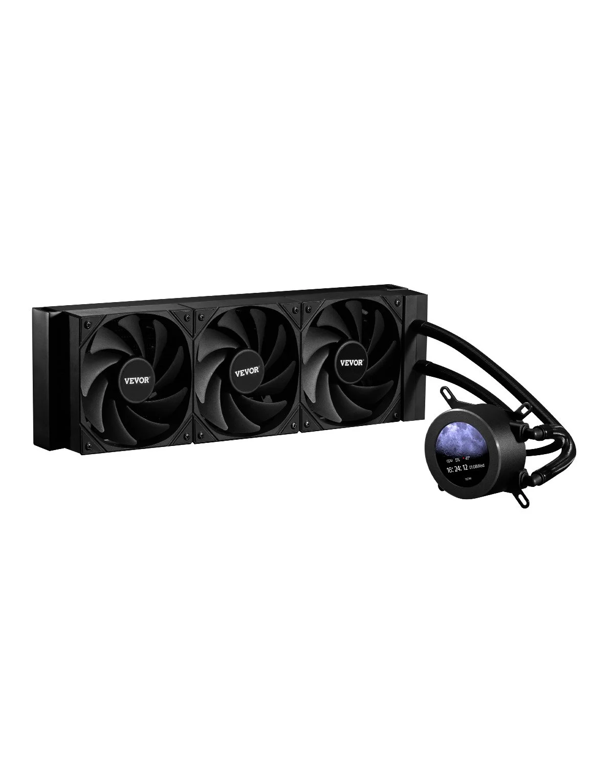 CPU Liquid Cooler, AIO CPU Water Cooler - 3 x 120mm PWN Fans, Pump & 2.1'' LCD Display, Max 2200PRM Black CPU Cooling Fan, Compatible for Intel 115X/1366/2011/1700/1200, AMD AM4/AM5