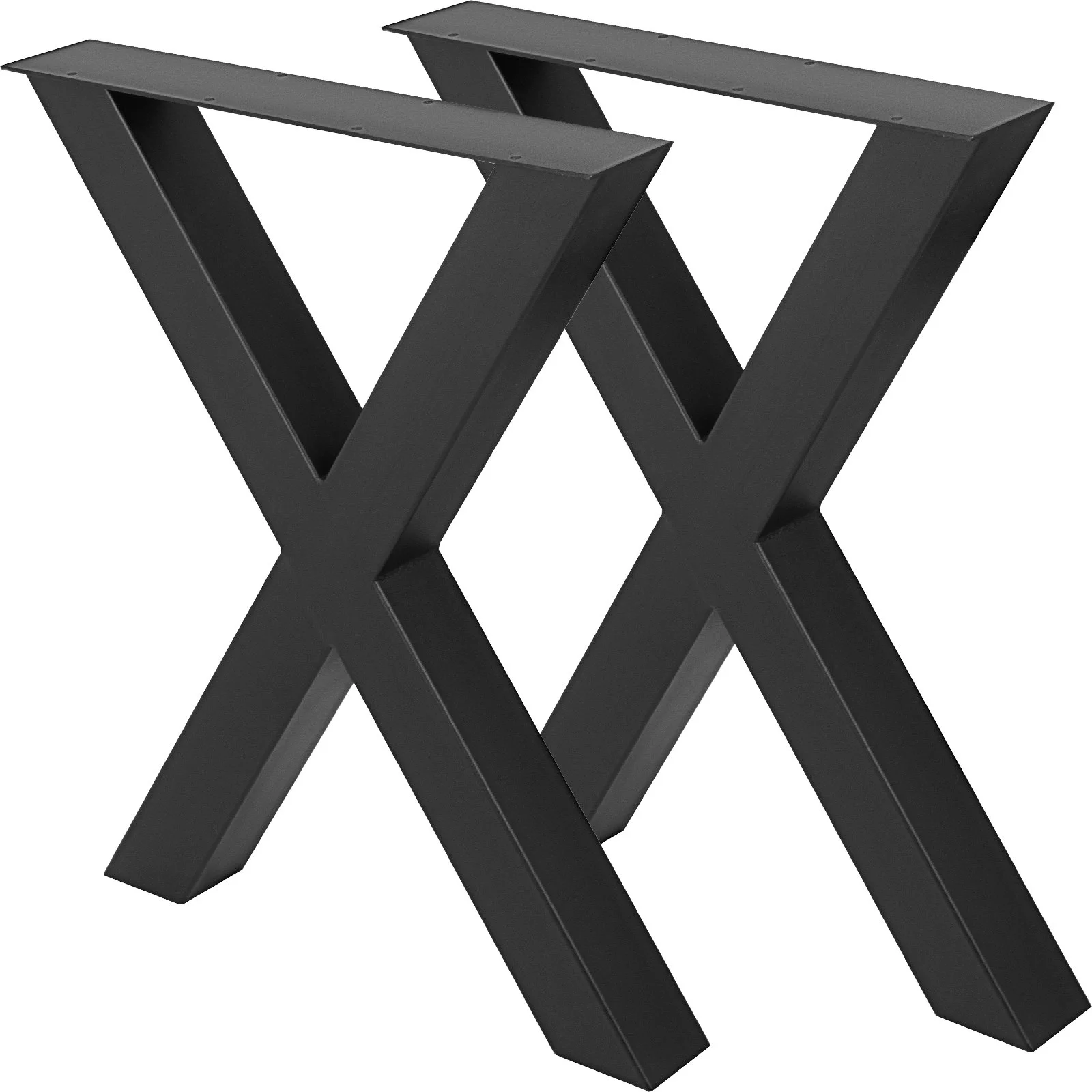 Set of 2 Steel Table Legs, 28''Height 31''Wide Dining Table Legs, Heavy Duty 3.1" Square Box Section X Frame Table Legs, 28x31x3.1 Inch Black Color Industrial Country Style Metal Dining Leg