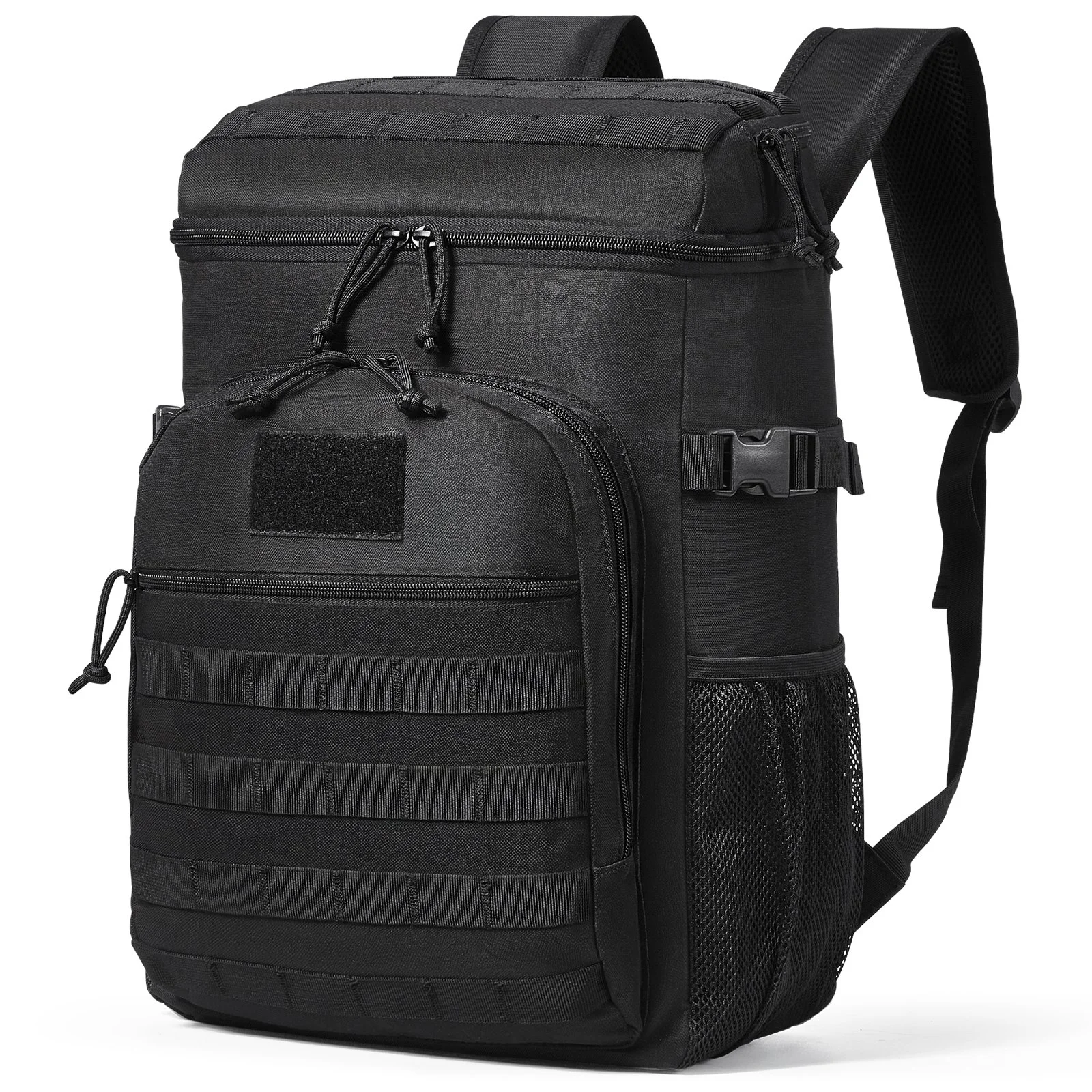 Cooler Bag, 25L Insulated Lunch Bag with Molle Design and Multi-pocket, 600D Cooler Lunch Box with Removable Storage Bags, Soft Cooler for Office, Picnic, Hiking, Beach or Beverage, Black