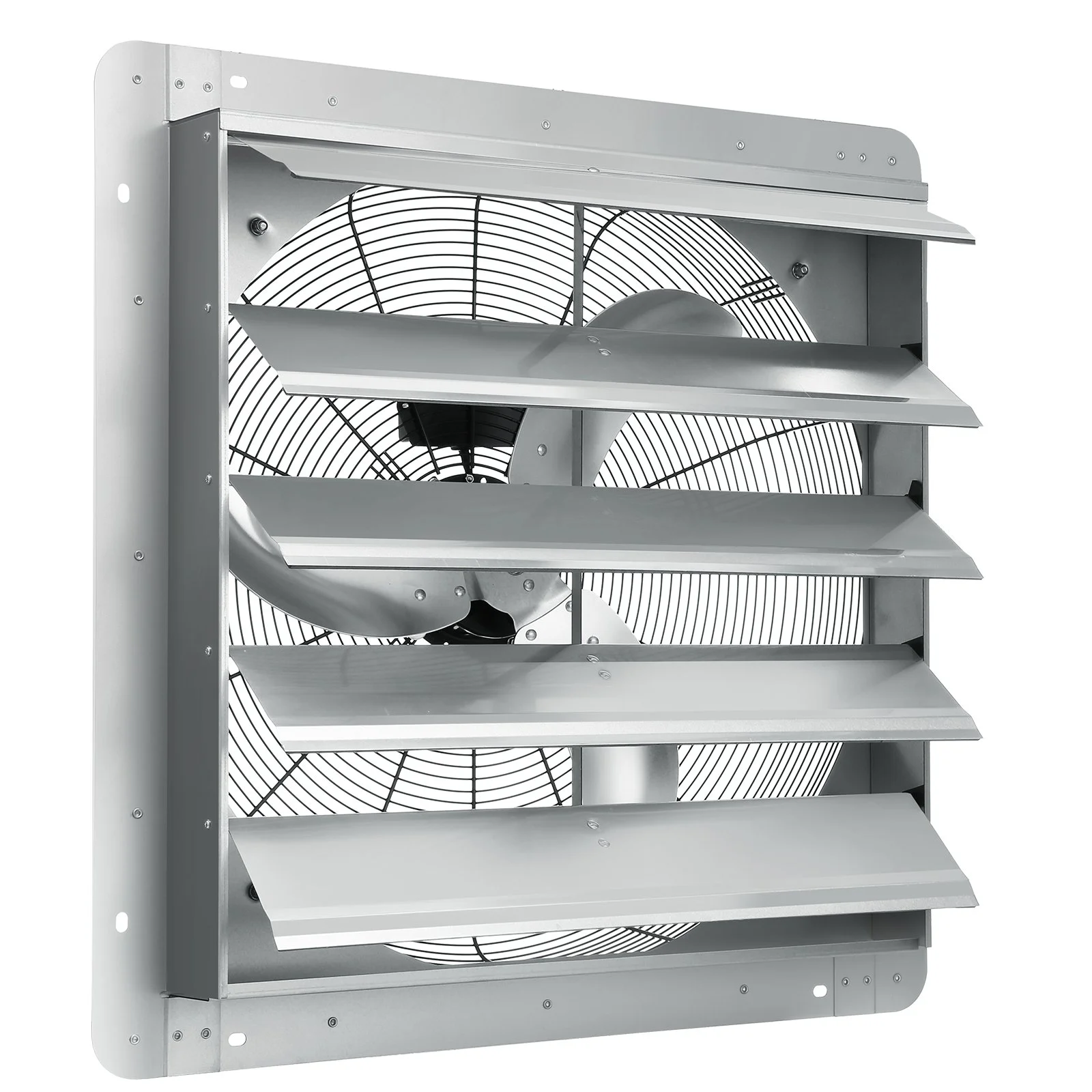 24'' Shutter Exhaust Fan, High-speed 3320 CFM, Aluminum Wall Mount Attic Fan with AC-motor, Ventilation and Cooling for Greenhouses, Garages, Sheds, Shops, FCC