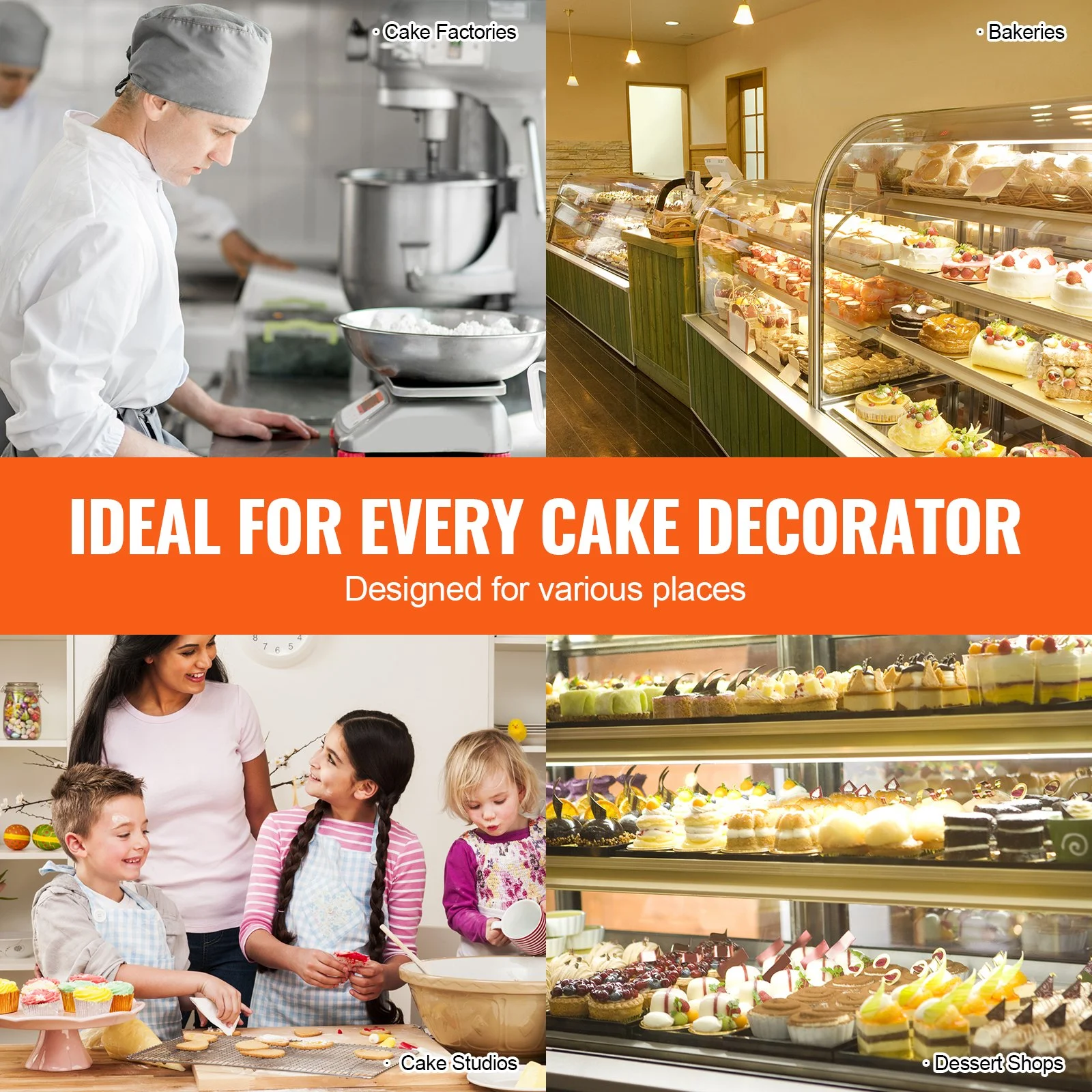 Cake Decorating Machine, Cake Cream Spreading Coating Smearing Machine, Low Noise Cake Frosting Machine, Turntable with Adjustable Scraper, for 4" to 16" Cake, 25-320RPM Rotating Speed, White - Image 6