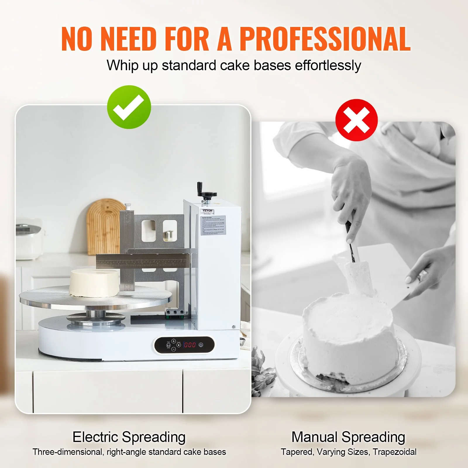 Cake Decorating Machine, Cake Cream Spreading Coating Smearing Machine, Low Noise Cake Frosting Machine, Turntable with Adjustable Scraper, for 4" to 16" Cake, 25-320RPM Rotating Speed, White - Image 4