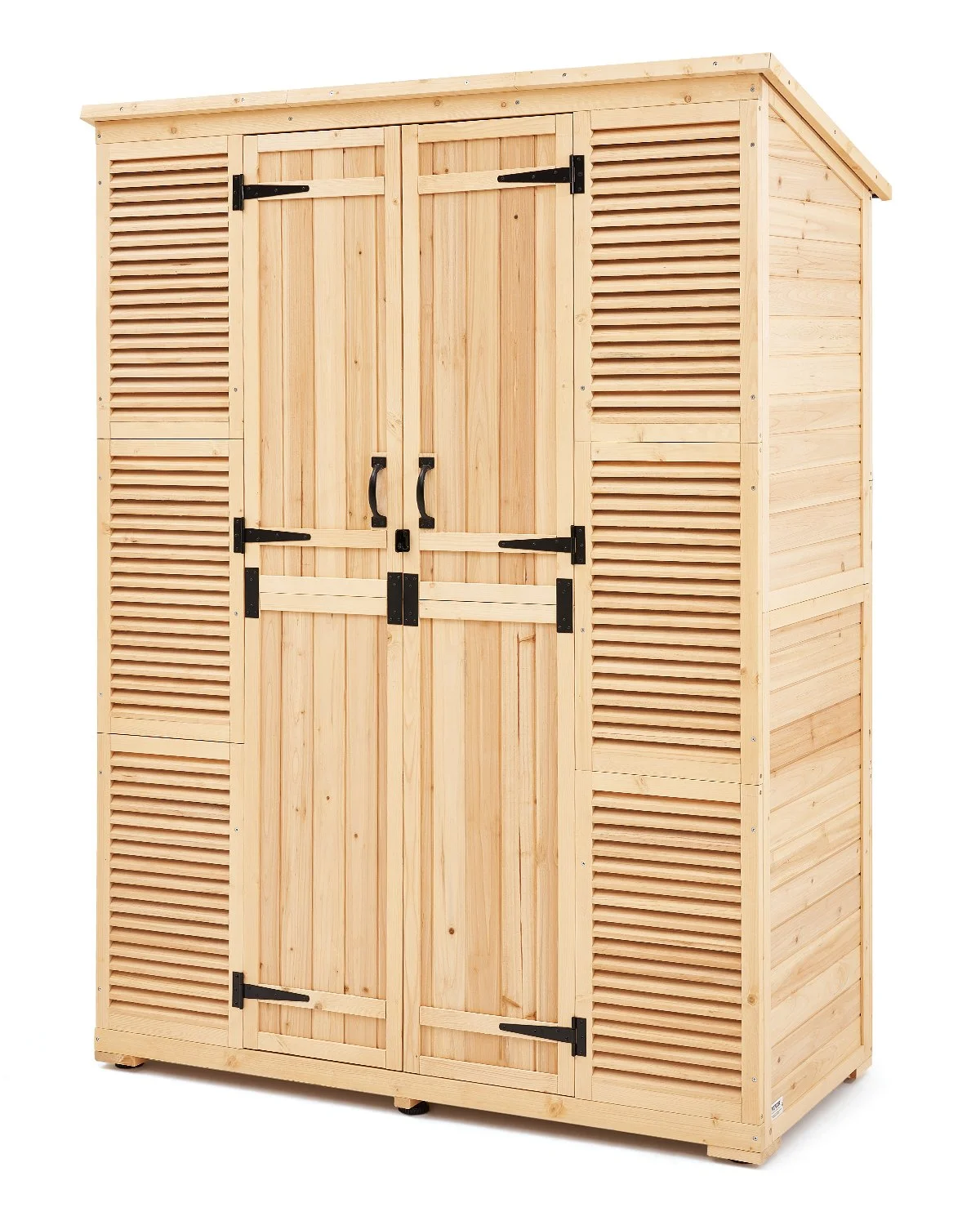 Outdoor Storage Shed, Oversize Wooden Outside Storage Cabinet with Waterproof Roof and Metal Frame, Double Lockable Doors Garden Tool Shed Storage House Cabinet with Shelves & Floor, 58"x78"
