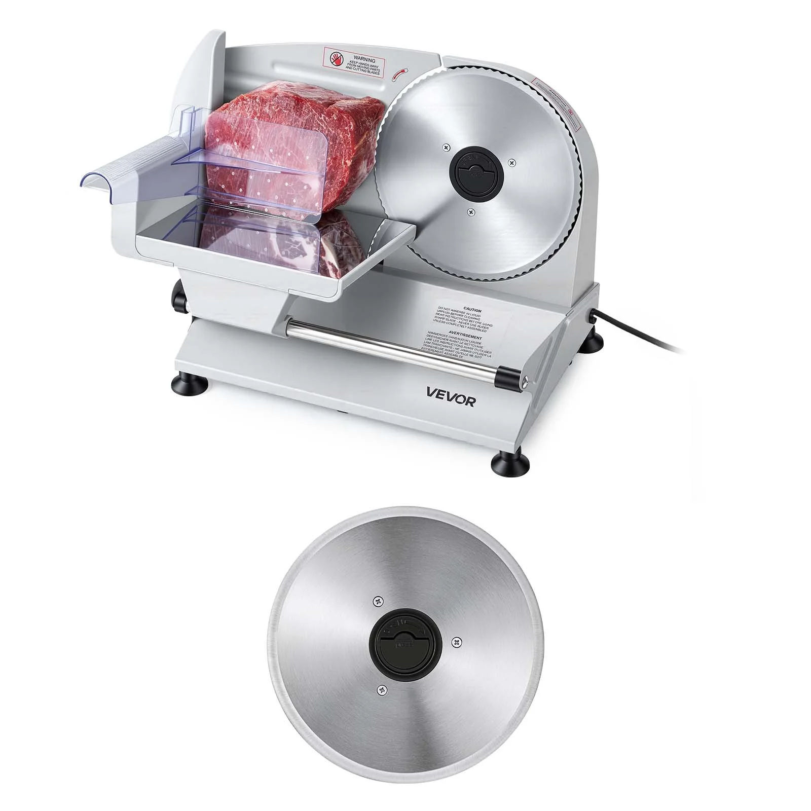 Meat Slicer, 7.5" Electric Deli Slicer with 2 SUS420 Blades & 0-0.6" Adjustable Thickness, 200W Home Food-Slicer for Frozen Meat, Ham, Baguett, Steak, UL Approved