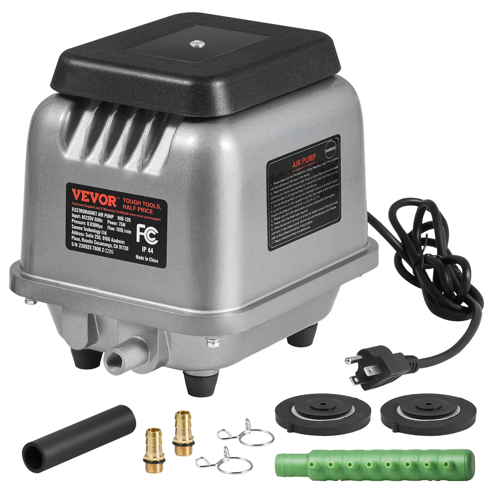 Linear Air Pump, 109L/Min Air Flow Septic Aerator Pump, Aeration System for 1/2 Acre 10 FT Deep Ponds, Water Gardens, Waste Treatments, Septic Tanks, Aquariums, Seafood Restaurants, Fish Farms