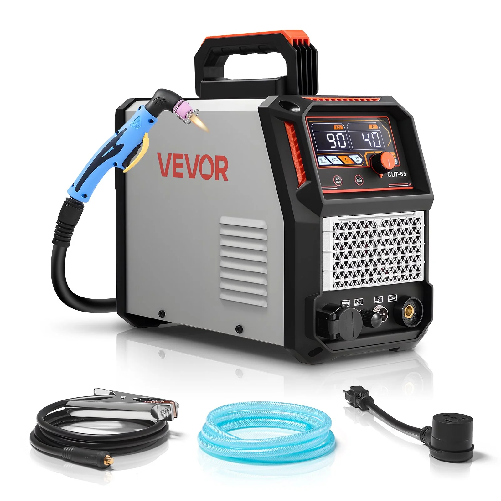 Plasma Cutter, 65A Non-Touch Pilot Arc Plasma Cutting Machine, 110V/220V Dual Voltage Digital Display IGBT Inverter - with 2T/4T Function & Adjustable PA/PT Time for Home Repairs, Workshops