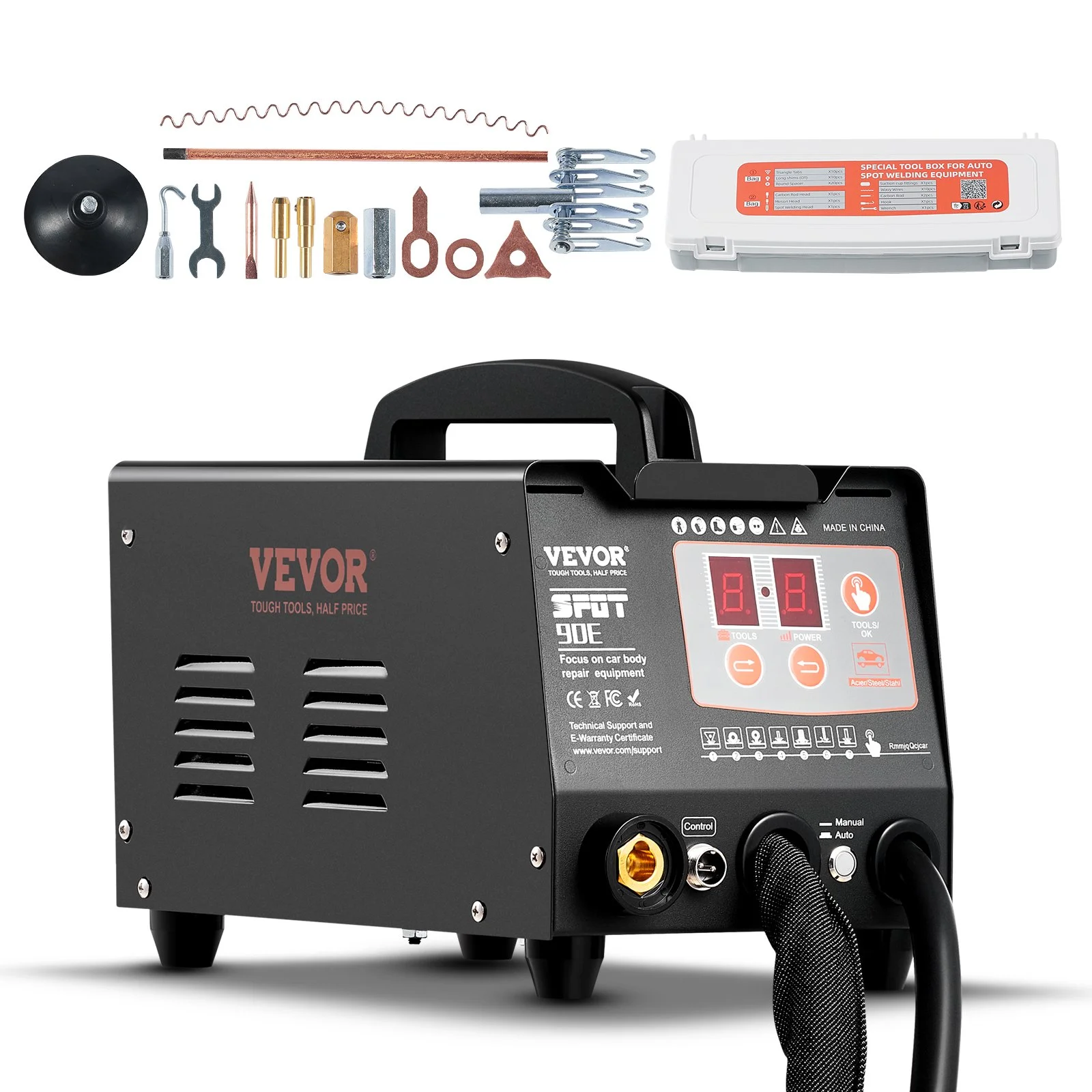 Spot Welder Dent Puller, 3KW Stud Welder Dent Repair Kit with 2 Welding Guns, Auto/Manual Welding & 7 Modes, 110V Auto Body Spot Welding Dent Repair Machine for Car, Truck Dent Repair