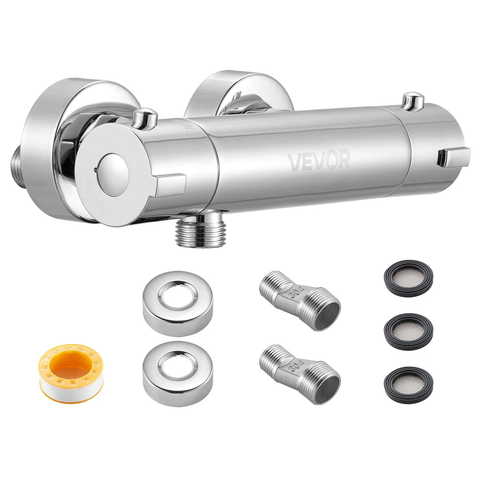 Thermostatic Shower Faucet Valve, 100℉ Secure Lock Thermostatic Shower Valve Trim Mixer, Hot Cold Water Showering Faucet Temperature Control Valves for Bathroom, RV, Leak-Proof & Chrome Plated