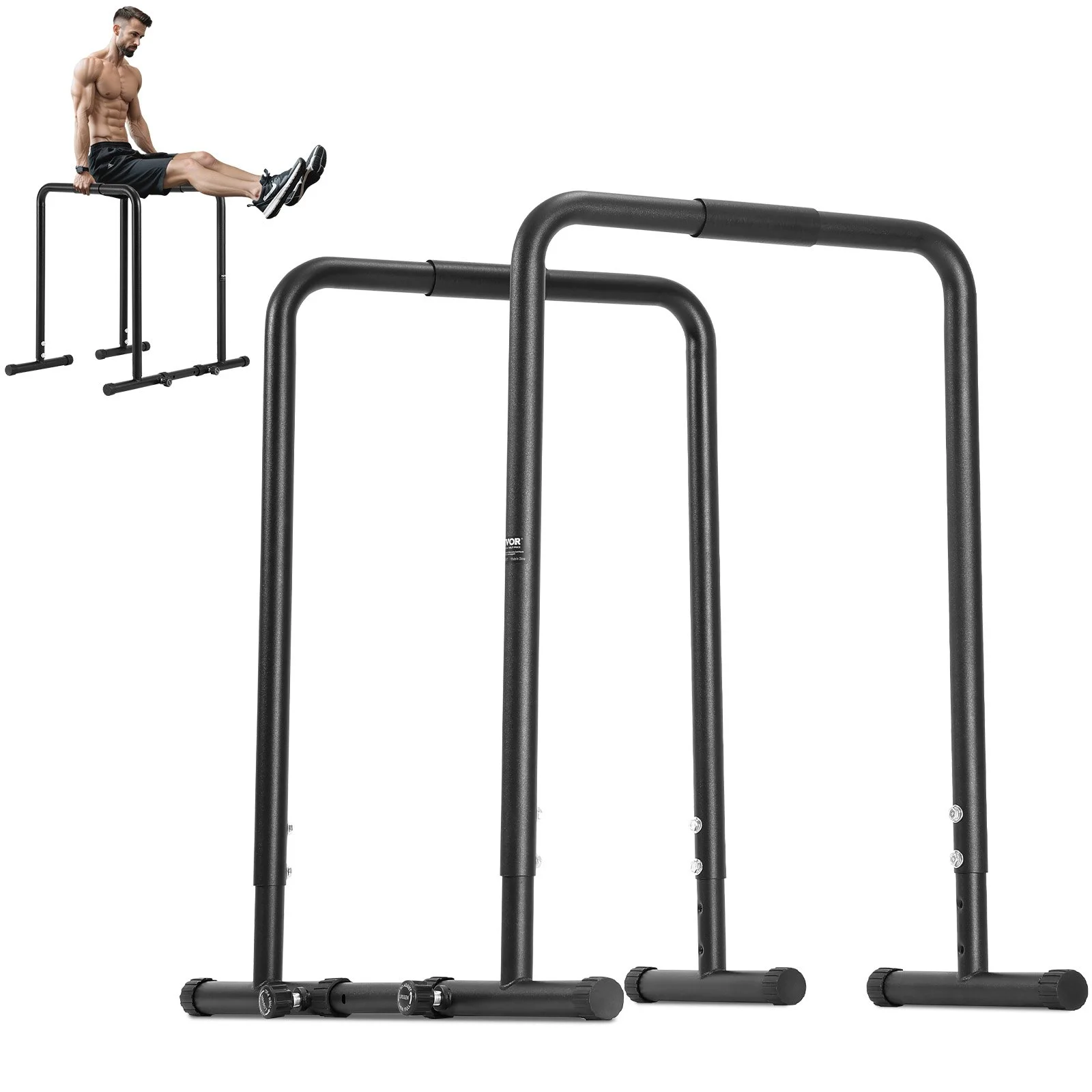 Dip Bar, 440 lbs Capacity, Heave Duty Dip Stand Station with Adjustable Height, Fitness Workout Dip Bar Station Stabilizer Parallette Push Up Stand, Parallel Bars for Strength Training Home Gym