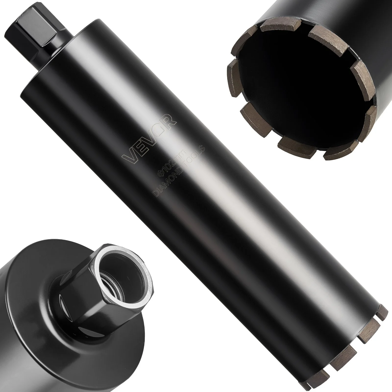 Core Drill Bit, 4 inch Diameter, 14 inch Drilling Depth, 1-1/4 in-7 Internal Thread, High-Precision Welding Technology, Wet Diamond Core Bit for Reinforced Concrete, Red Bricks, and Masonry