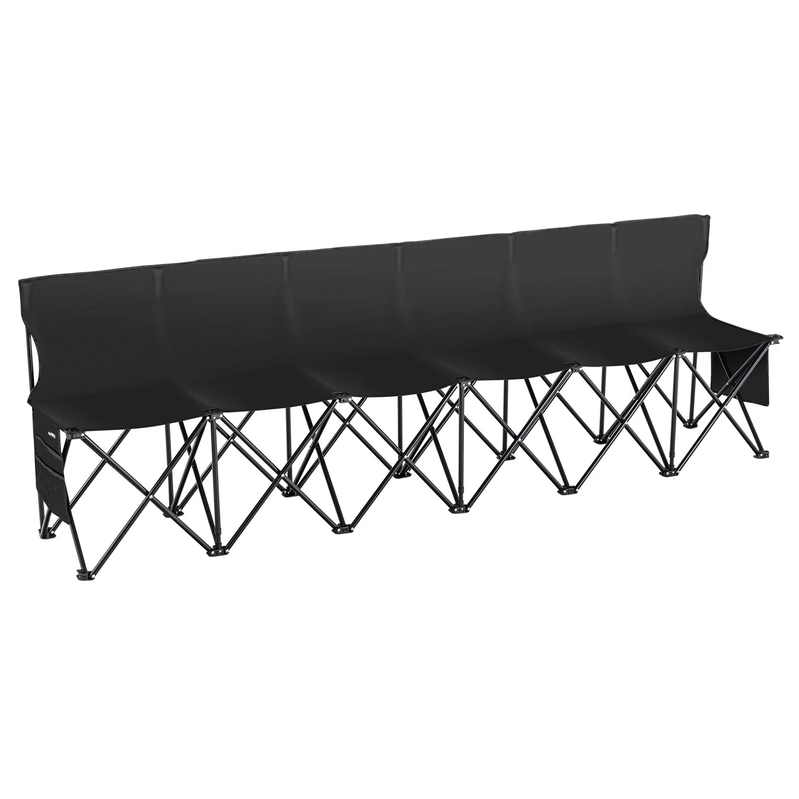 Portable Folding Bench, 6 Seat Foldable Soccer Bench with Side Pockets and Carrying Bag, Lightweight Sideline Seating with Back Rest for Football, Baseball, Camping, Outdoor Events, Black - Image 11