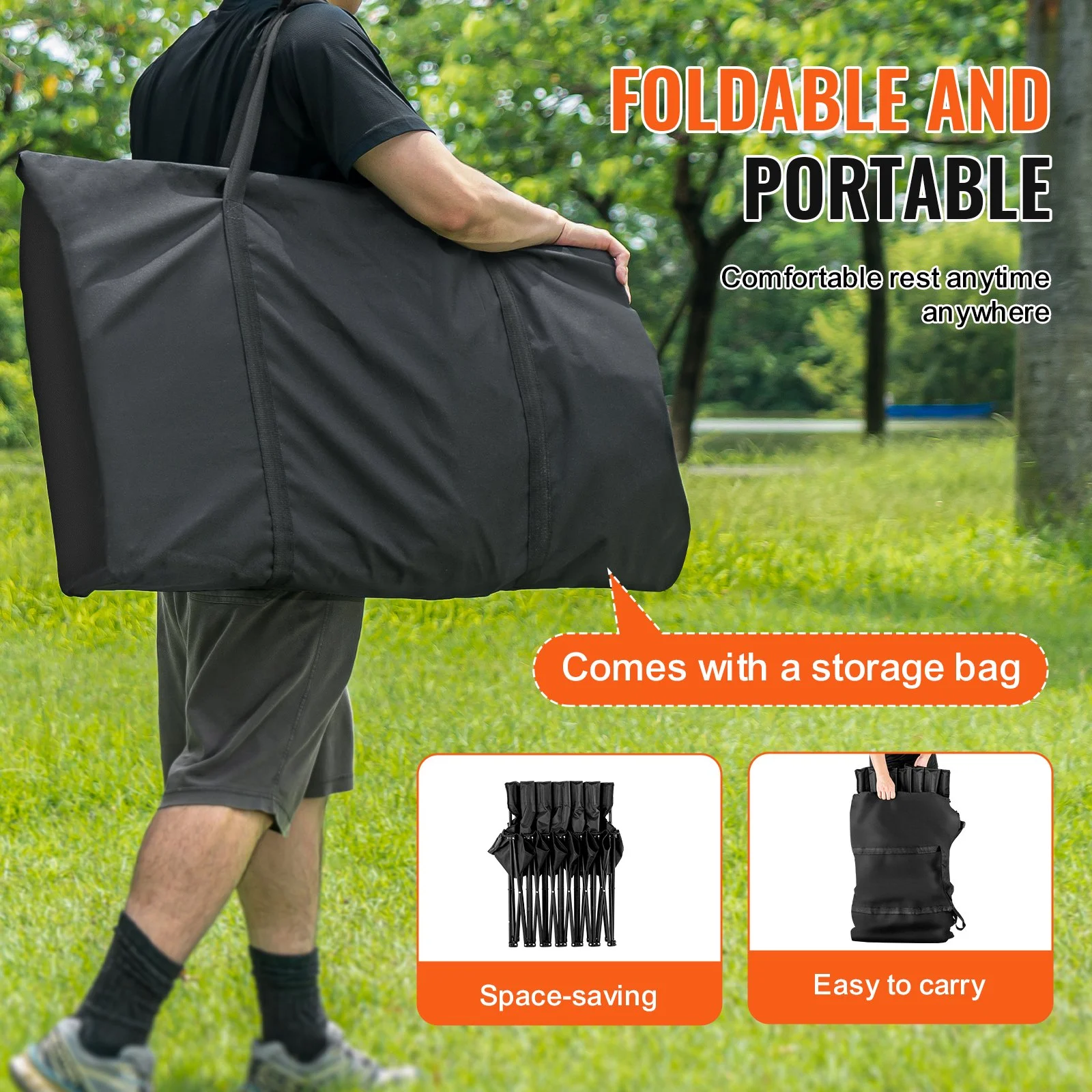 Portable Folding Bench, 6 Seat Foldable Soccer Bench with Side Pockets and Carrying Bag, Lightweight Sideline Seating with Back Rest for Football, Baseball, Camping, Outdoor Events, Black - Image 5