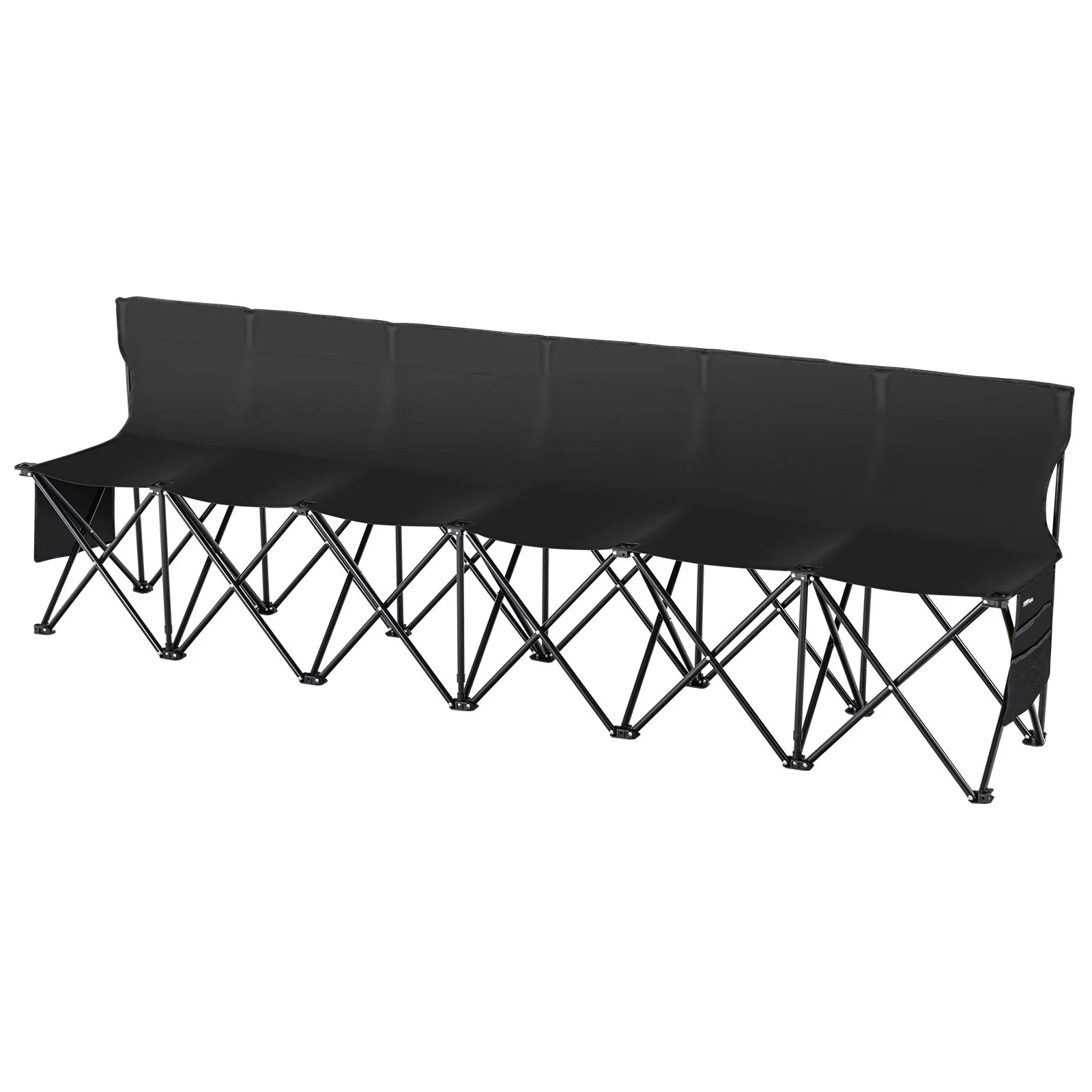 Portable Folding Bench, 6 Seat Foldable Soccer Bench with Side Pockets and Carrying Bag, Lightweight Sideline Seating with Back Rest for Football, Baseball, Camping, Outdoor Events, Black - Image 10