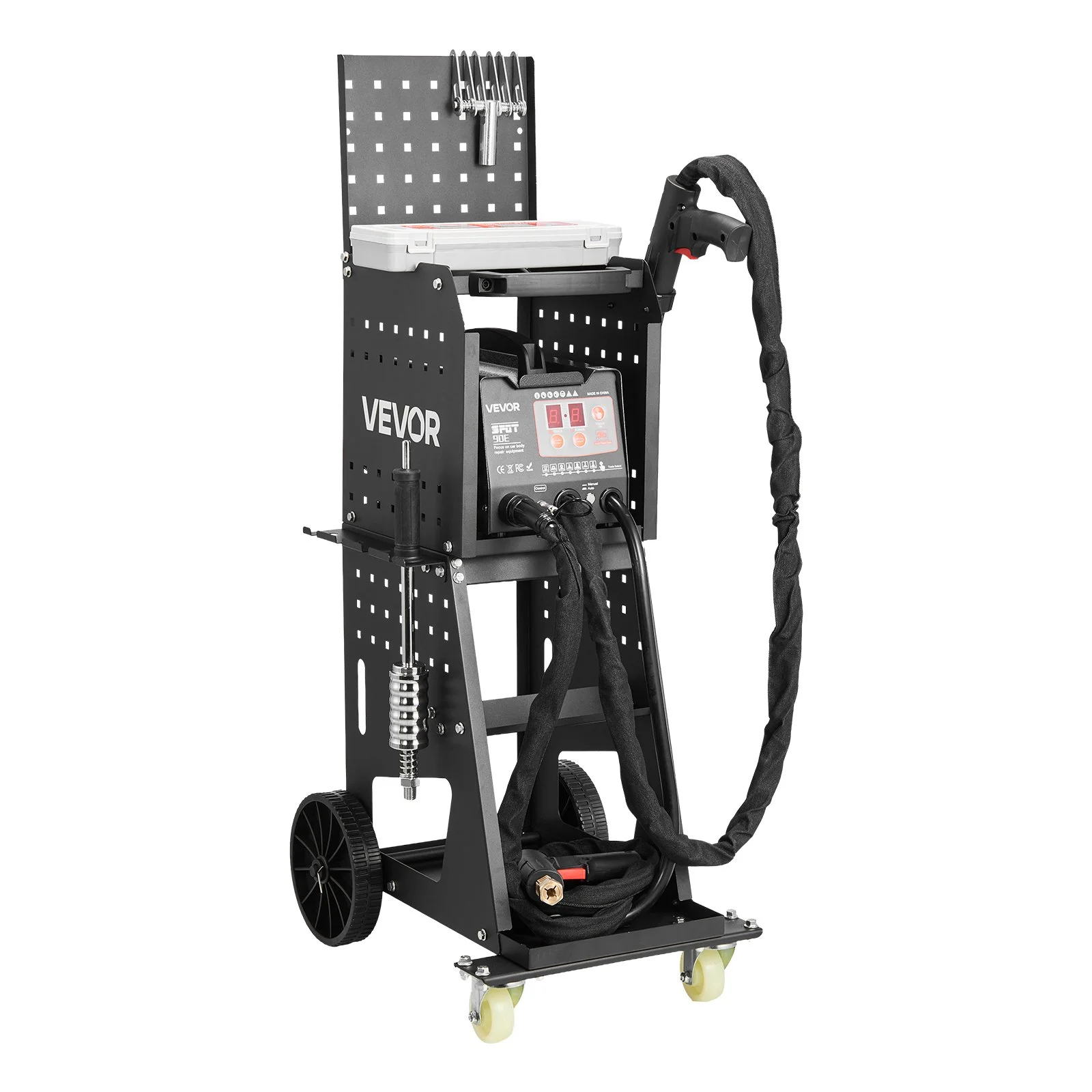 Stud Welder Dent Repair Kit & Welding Cart, 3KW Spot Welder with 2 Welding Guns and 7 Modes, 110V Auto Body Spot Welding Dent Repair Machine for Steel Panel Repair