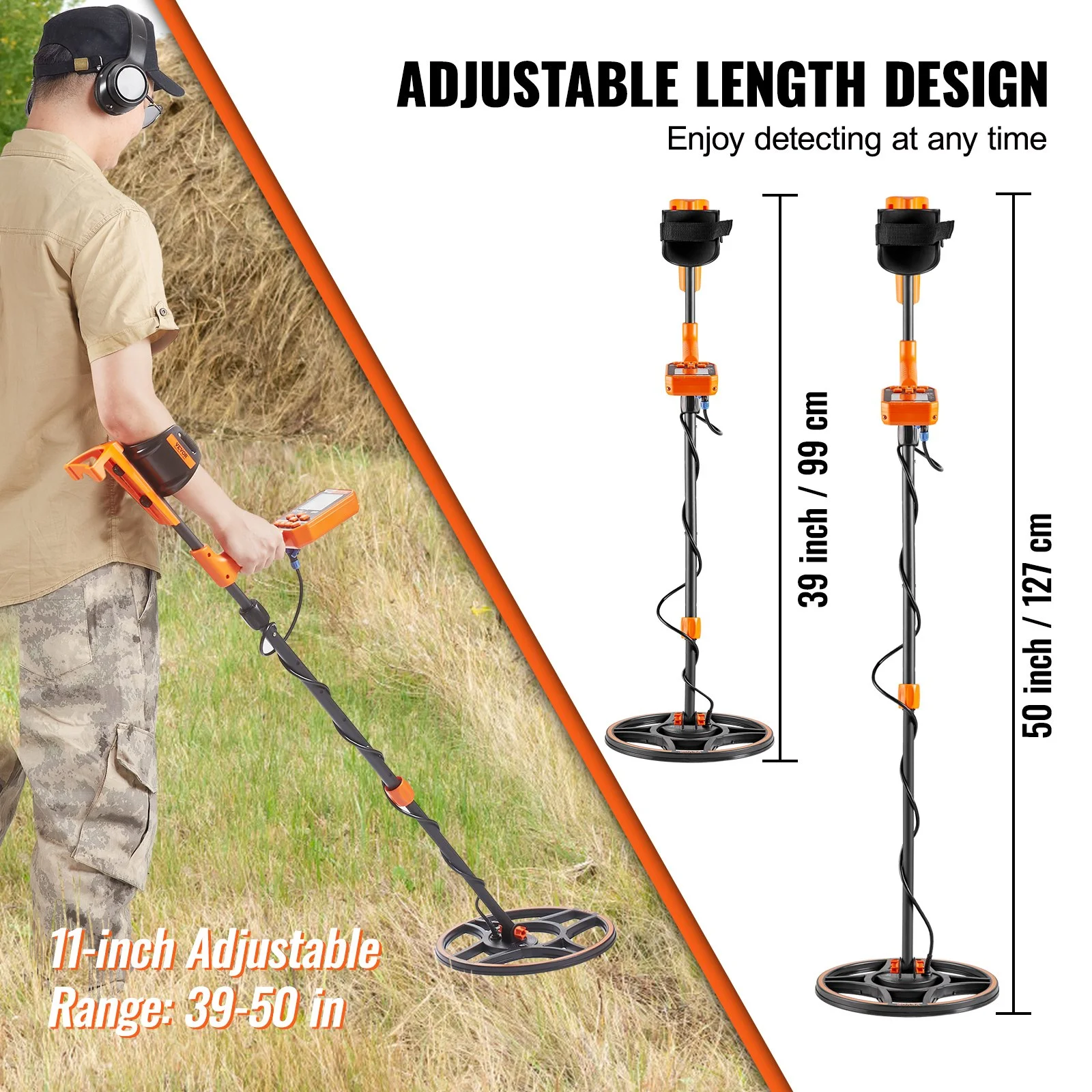Waterproof Metal Detector, 12" Coil, Professional Rechargeable Gold Detector, 39-50 in Adjustable with LCD 7 Modes Advanced DSP Chip Bluetooth Headset, IP68 for Detecting Gold Treasure Hunting - Image 5