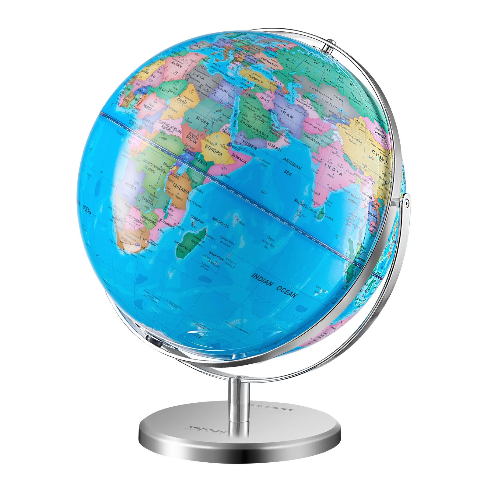 Illuminated World Globe with Stand, 13 in/330.2 mm, Educational Earth Globe with Stable Heavy Metal Base and LED Constellation Night Light HD Printed Map, Spinning for Kids Classroom Learning - Image 6
