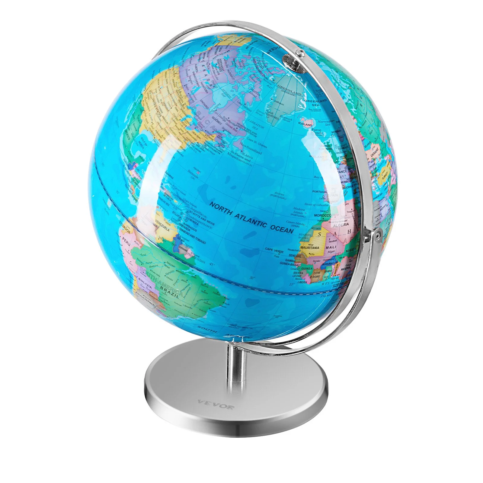 Illuminated World Globe with Stand, 13 in/330.2 mm, Educational Earth Globe with Stable Heavy Metal Base and LED Constellation Night Light HD Printed Map, Spinning for Kids Classroom Learning - Image 5