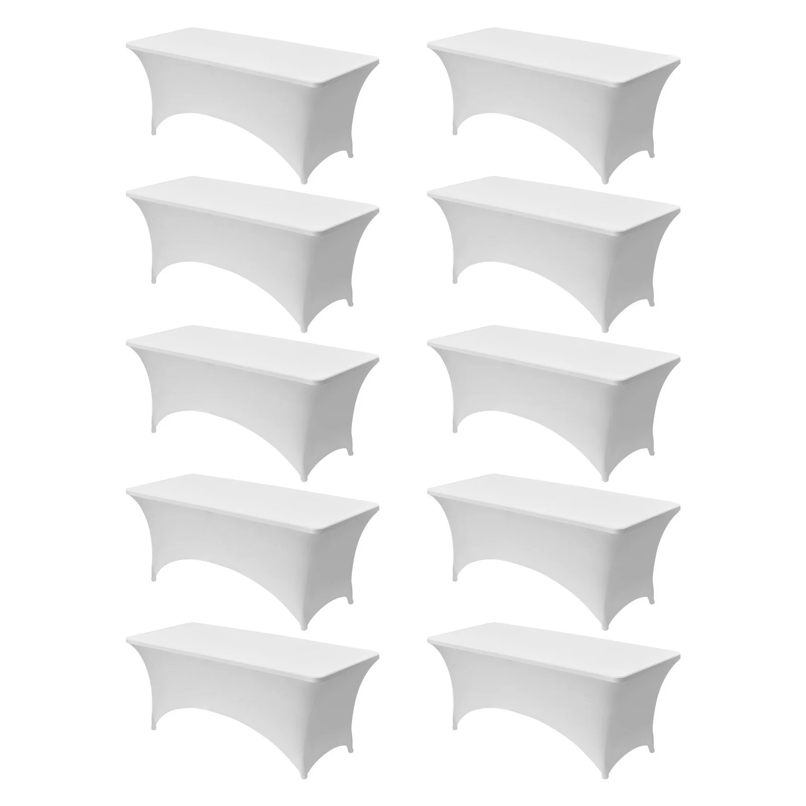 10 Pack Table Cloth for 6FT Rectangular Fitted Events, Wrinkle-Resistant Stretch White Table Covers, Washable Spandex Tablecloth Protector, for Party, Wedding, Cocktail, Banquet, Festival