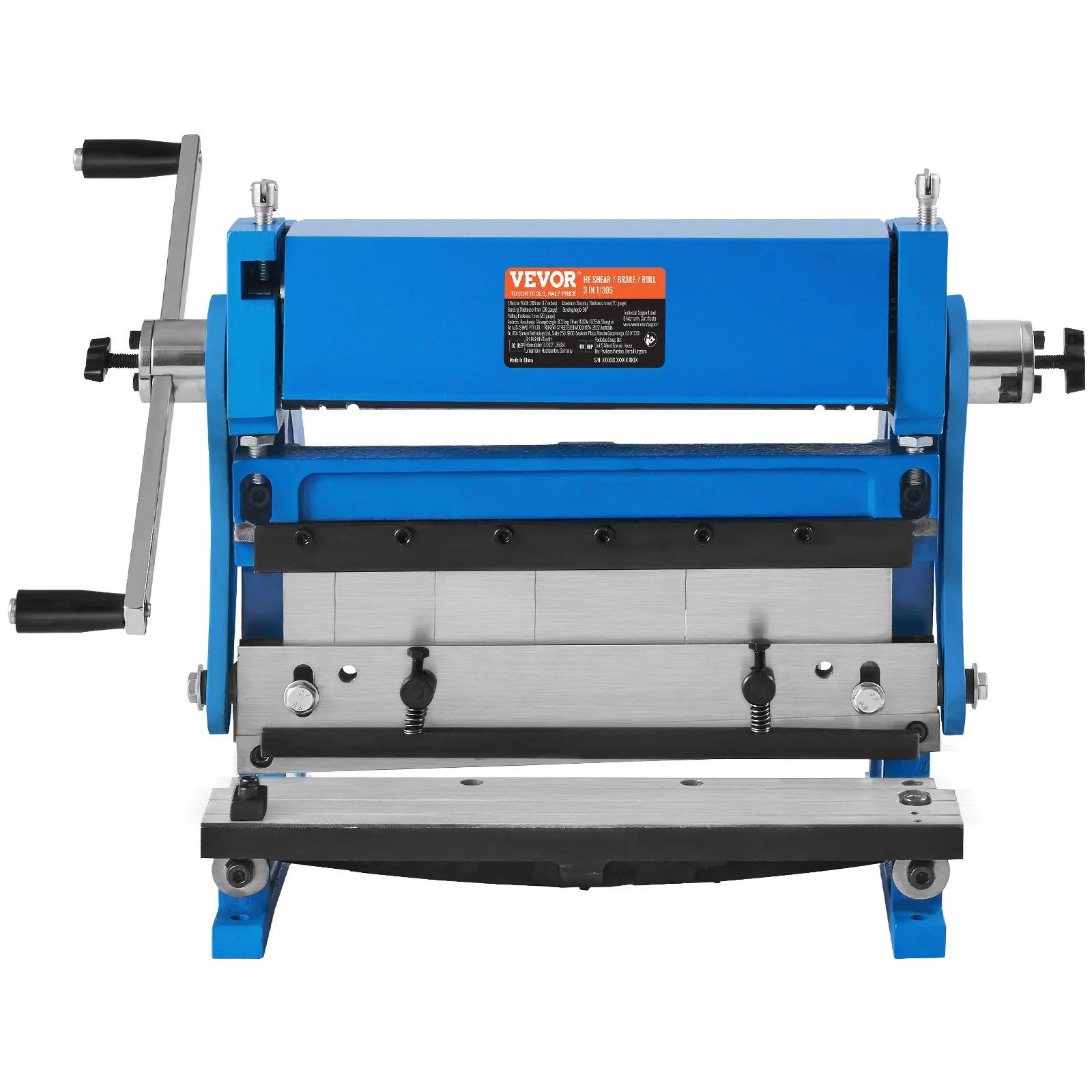 Sheet Metal Brake, 12-inch, 3-In-1 Combination Shear Brake Roll Machine, 20-Gauge Capacity Shear Press Brake with 90° Max Bending Angle, Shears and Slip Roll Machine for Shear Bending Rolling - Image 3
