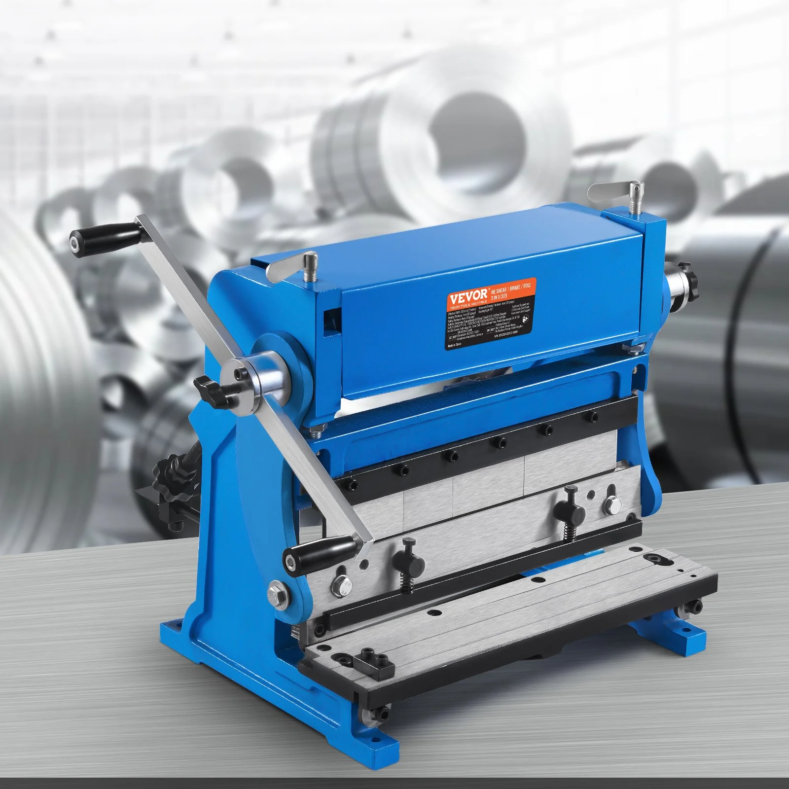 Sheet Metal Brake, 12-inch, 3-In-1 Combination Shear Brake Roll Machine, 20-Gauge Capacity Shear Press Brake with 90° Max Bending Angle, Shears and Slip Roll Machine for Shear Bending Rolling - Image 8