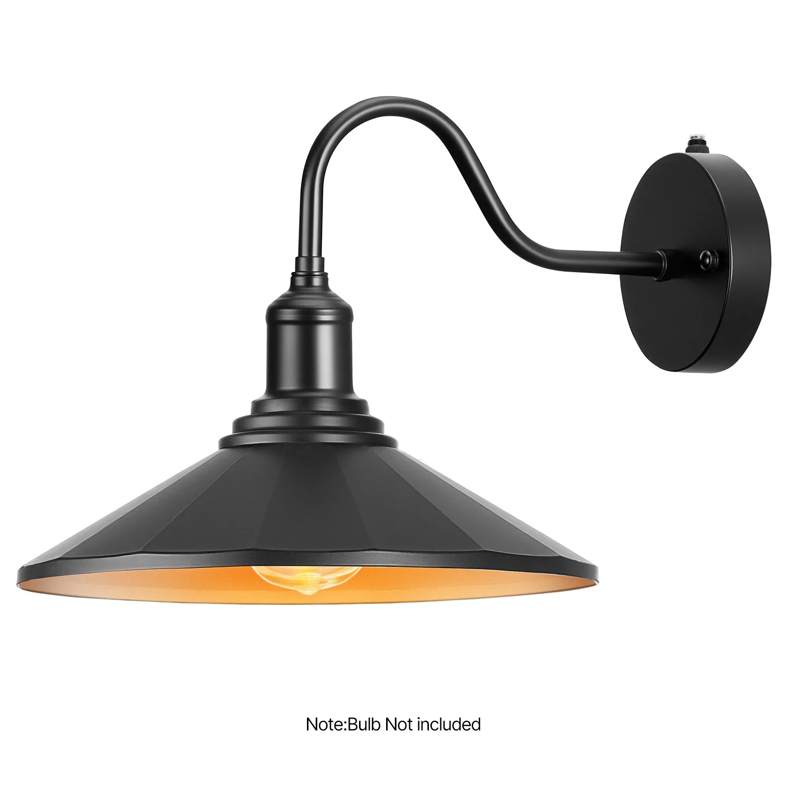 Outdoor Barn Light, 11.5 in Diameter, 2-Pack Farmhouse Gooseneck Light Fixture, Dusk to Dawn Exterior Wall Sconce, with Anti-Rust, E26 Bulb Compatible for Porch, House, Entryway, Garage, Black - Image 6
