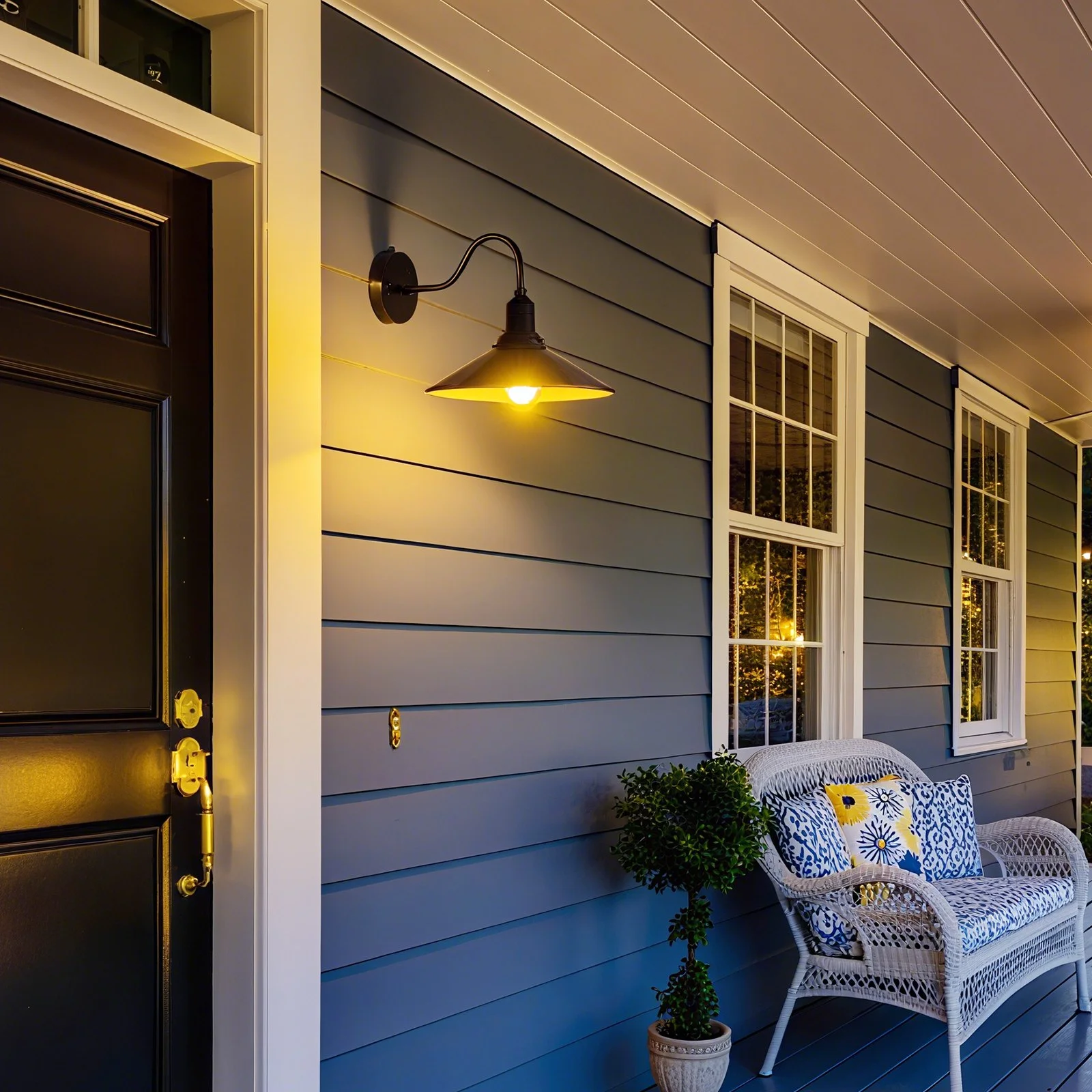 Outdoor Barn Light, 11.5 in Diameter, 2-Pack Farmhouse Gooseneck Light Fixture, Dusk to Dawn Exterior Wall Sconce, with Anti-Rust, E26 Bulb Compatible for Porch, House, Entryway, Garage, Black - Image 3