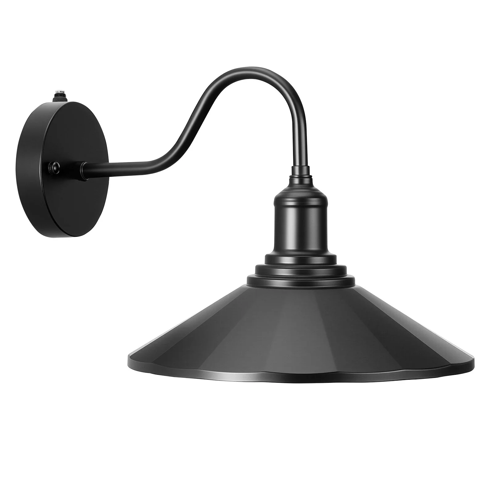Outdoor Barn Light, 11.5 in Diameter, 2-Pack Farmhouse Gooseneck Light Fixture, Dusk to Dawn Exterior Wall Sconce, with Anti-Rust, E26 Bulb Compatible for Porch, House, Entryway, Garage, Black - Image 7