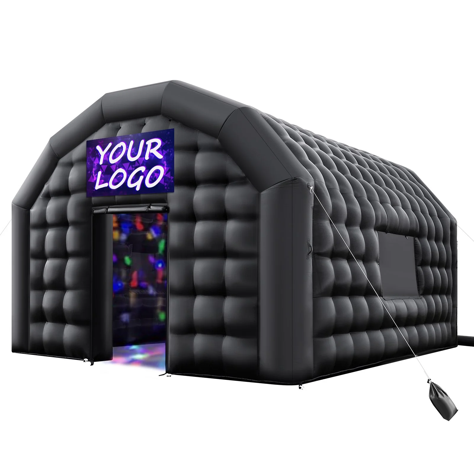 Inflatable Nightclub, 16.4 x 13.1 x 12.5 ft Inflatable Party Tent with 680W Blower & Sandbag, Ventilated Blow up Night Club with 2 Windows, Air Cube House for Event Birthday Wedding Party
