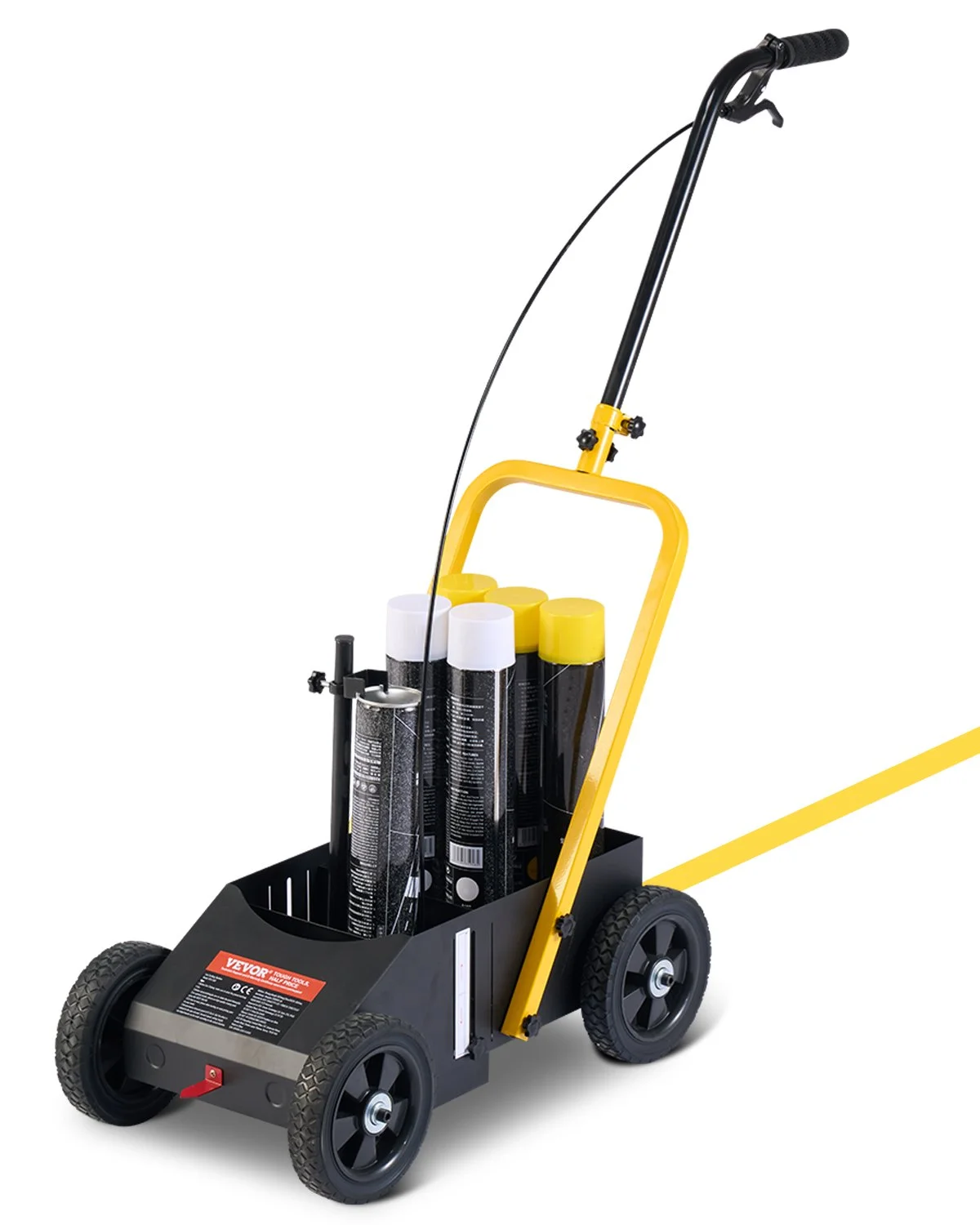 Striping Line Marking Machine, 24 x 13 x 35.4 in, 4-Wheel, Heavy Duty Striping Line Marking Machine, Striping Line Machine with Adjustable Width, for Roads, Parking Lots, Sports Field, Black