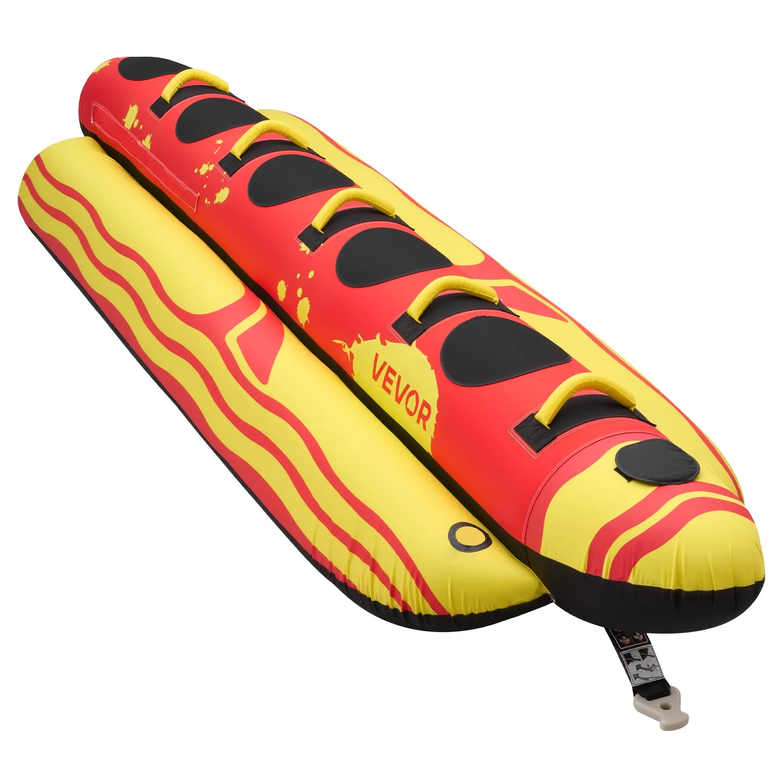 Towable Tubes for Boating, 5 Riders Inflatable Boat Tubes and Towables, 850 lbs Capacity Water Sport Tube for Boat to Pull - with Full Nylon Cover, Padded Grip Handles & Safety Valve