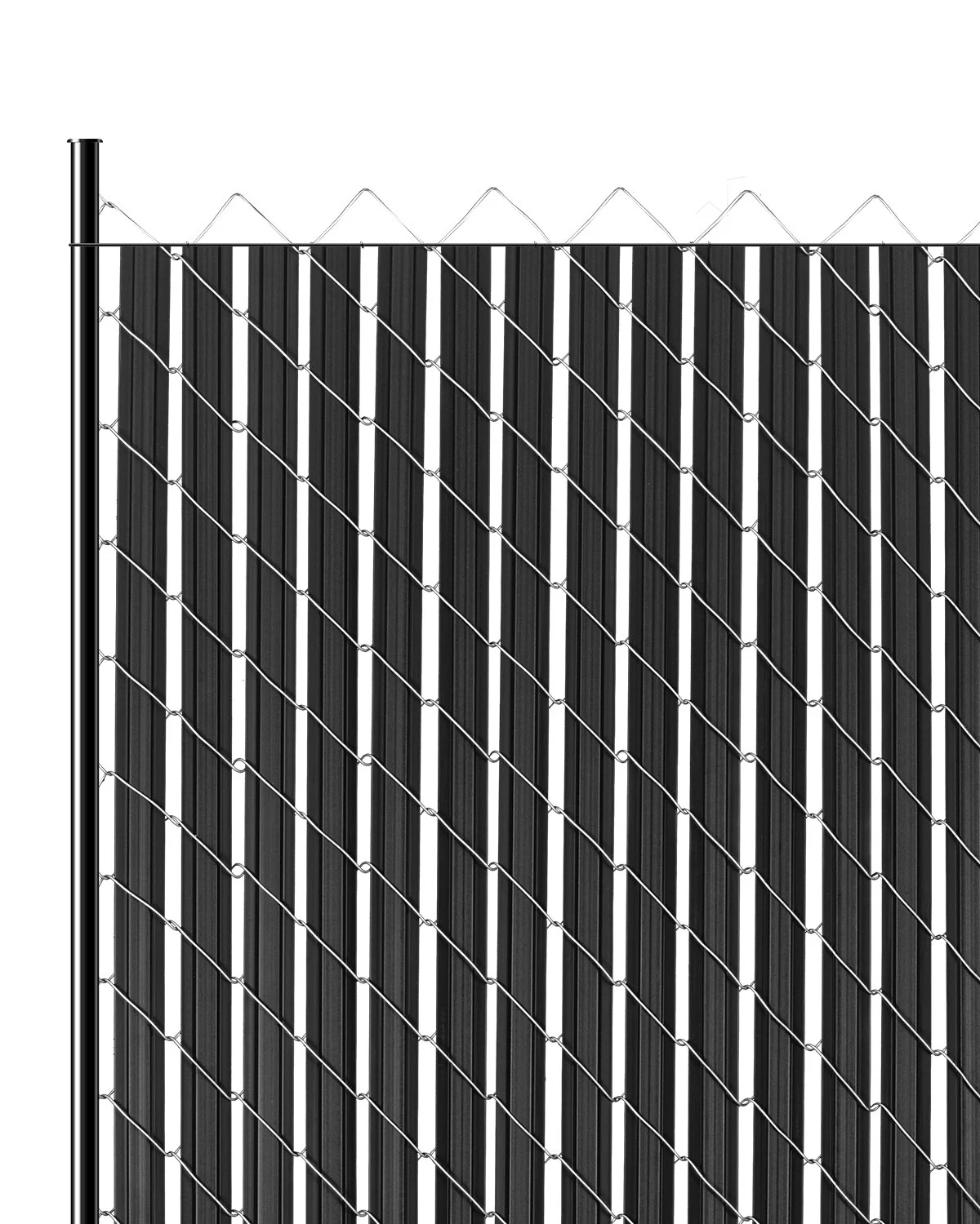 Bottom Locking Privacy Slats, Double-Wall Vertical Bottom-Locking Slats with Wings for Chain-Link Fence, High-Density HDPE Chain Link Slats Ideally Fit 6' High Fence for Garden and Farm(Black)