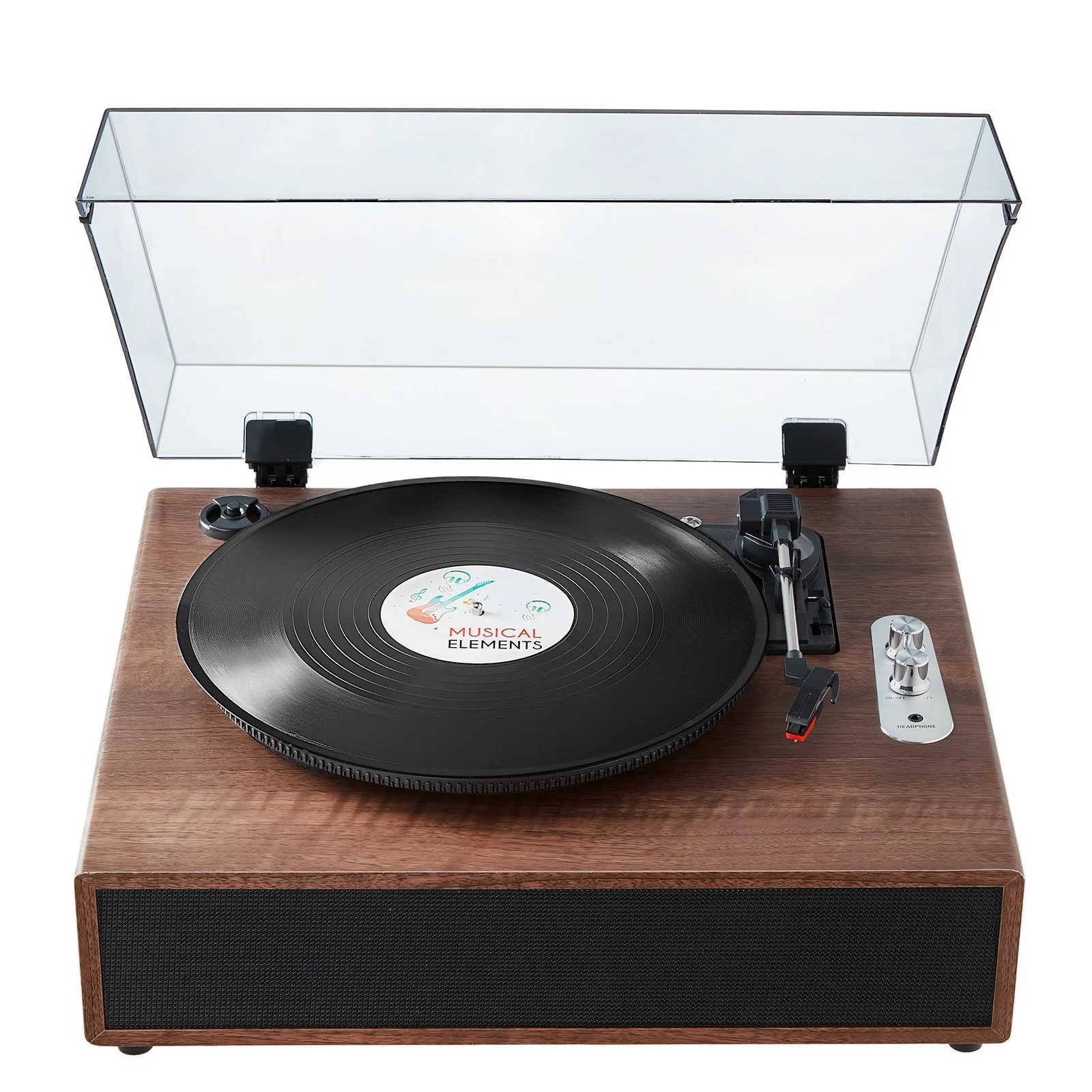Vinyl Record Player, 3-Speed, Belt Driven Turntable Player with Built-in 10W Stereo Speakers Magnetic Cartridge, Support 33/45/78 RPM Bluetooth Aux in RCA Output, for 7/10 /12 in Vinyl Records