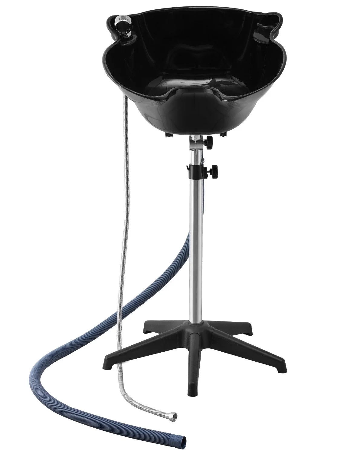 Portable Shampoo Bowl, Deep Shampoo Sink with Adjustable Height & Angle, Includes Drain Hose, Shower Head, Lightweight Hair Wash Basin for Barber Salon Spa Center & Home Use, Black