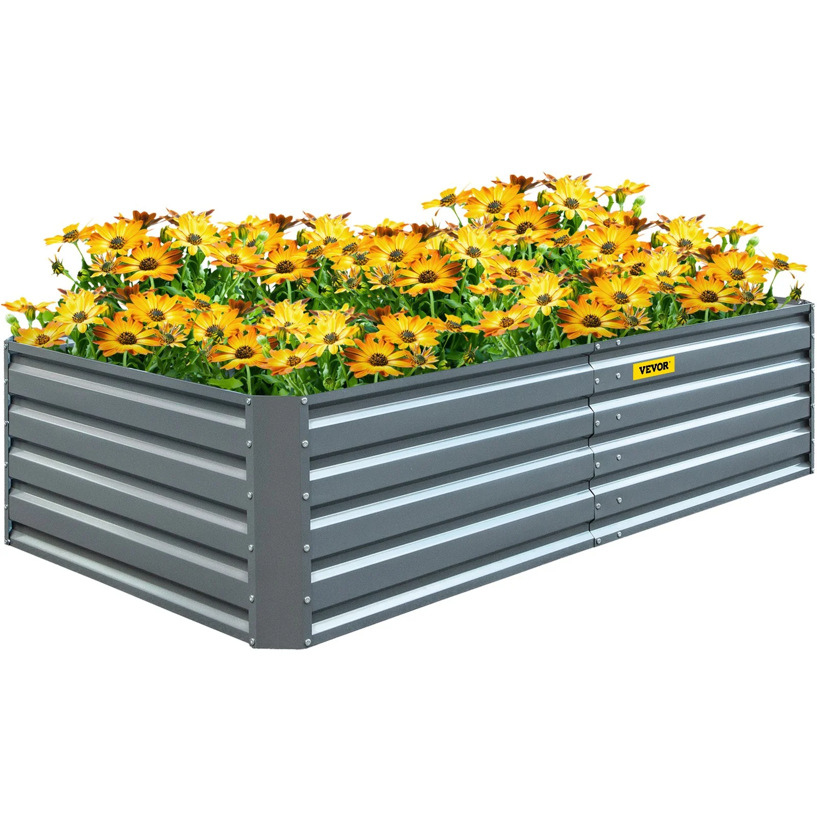 Galvanized Raised Garden Bed, 80" x 40" x 19" Metal Planter Box, Gray Steel Plant Raised Garden Bed Kit, Planter Boxes Outdoor for Growing Vegetables,Flowers,Fruits,Herbs,and Succulents