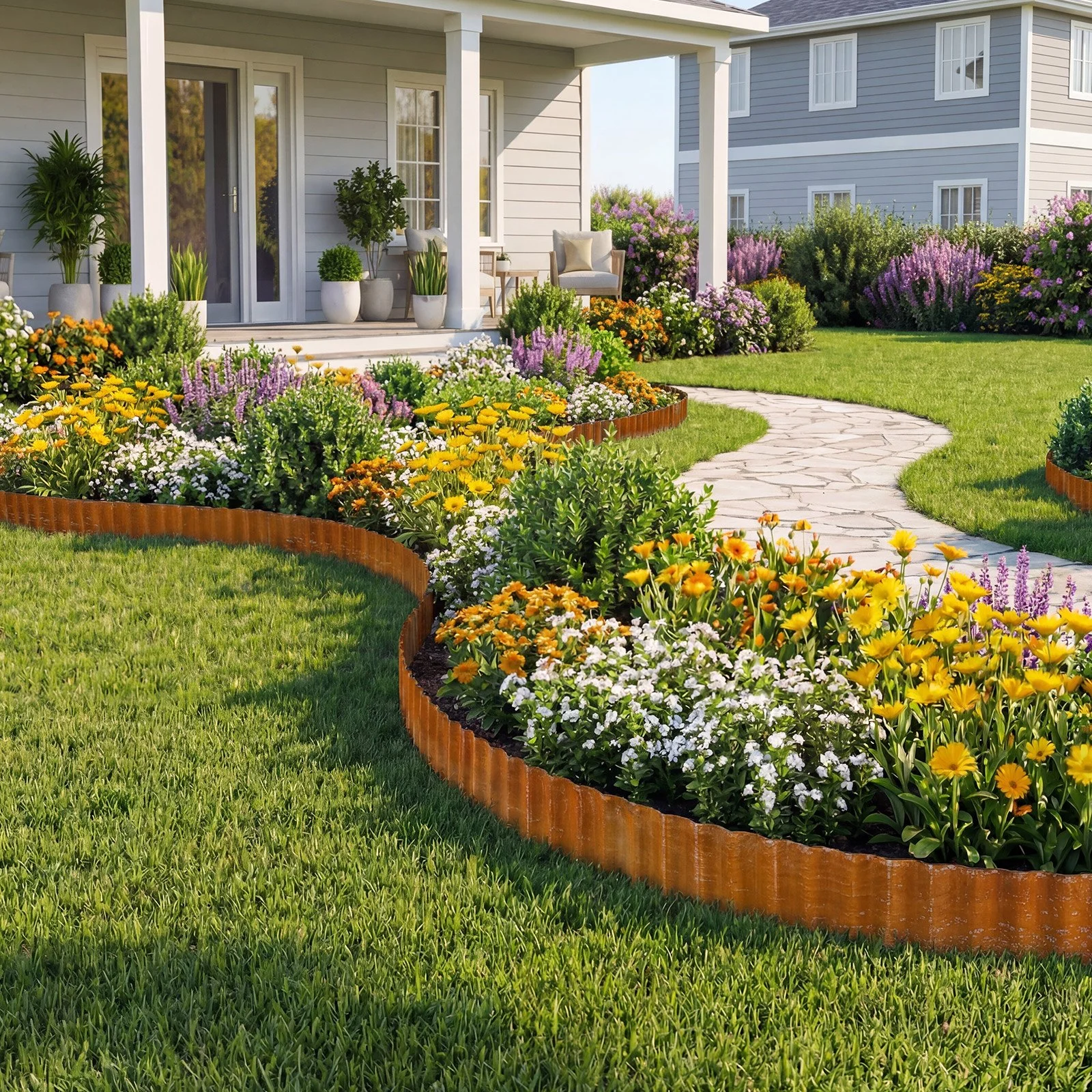 Carbon Steel Landscape Edging, 40 ft x 6 in Steel Edging for Landscaping with Gloves, Easy-to-Install Bendable Metal Strips, Metal Garden Edge Border for Flower Bed, Yard Pathway, Rust - Image 11