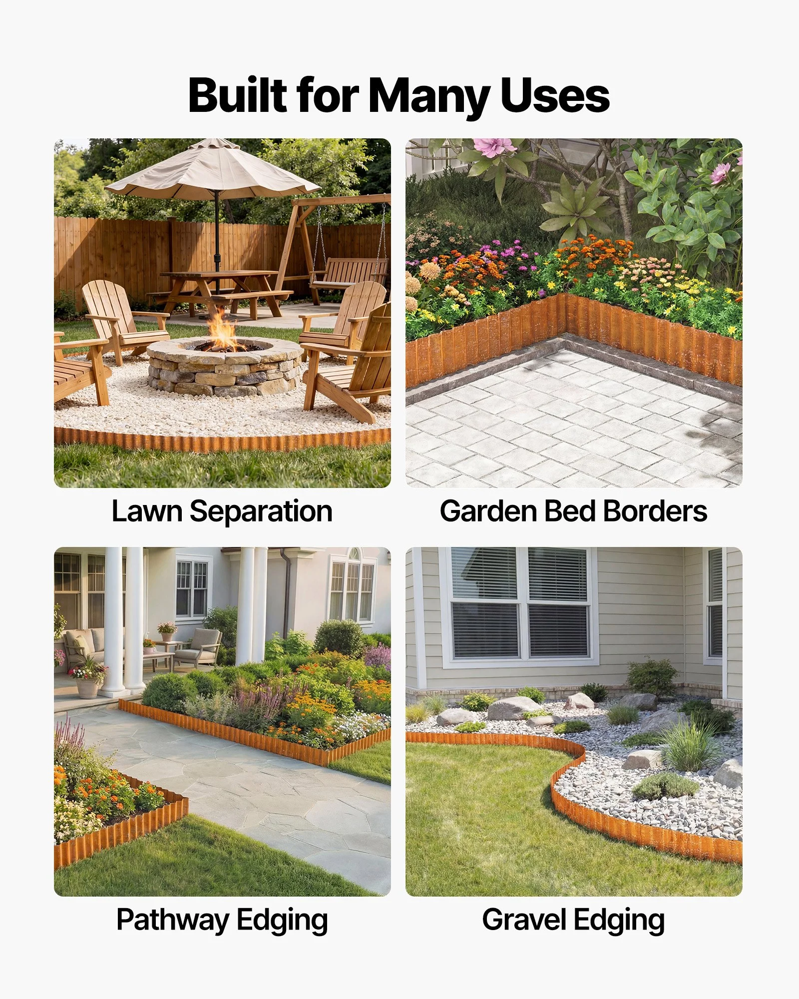 Carbon Steel Landscape Edging, 40 ft x 6 in Steel Edging for Landscaping with Gloves, Easy-to-Install Bendable Metal Strips, Metal Garden Edge Border for Flower Bed, Yard Pathway, Rust - Image 9